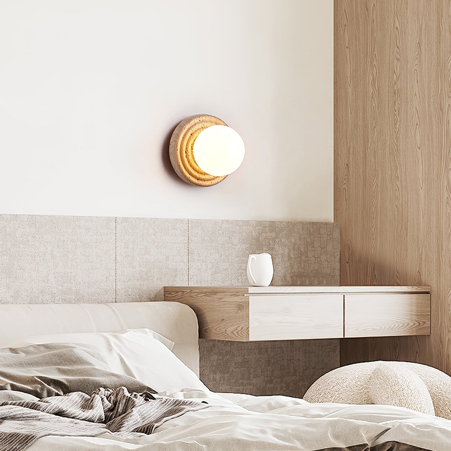 Echo Travertin Globe Applique Murale - Neutralighting