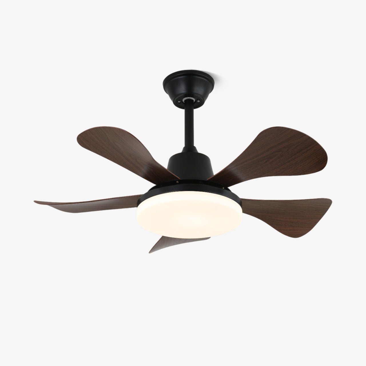 Plafonnier ventilateur Aveline contemporain en bois avec LED intégrée.