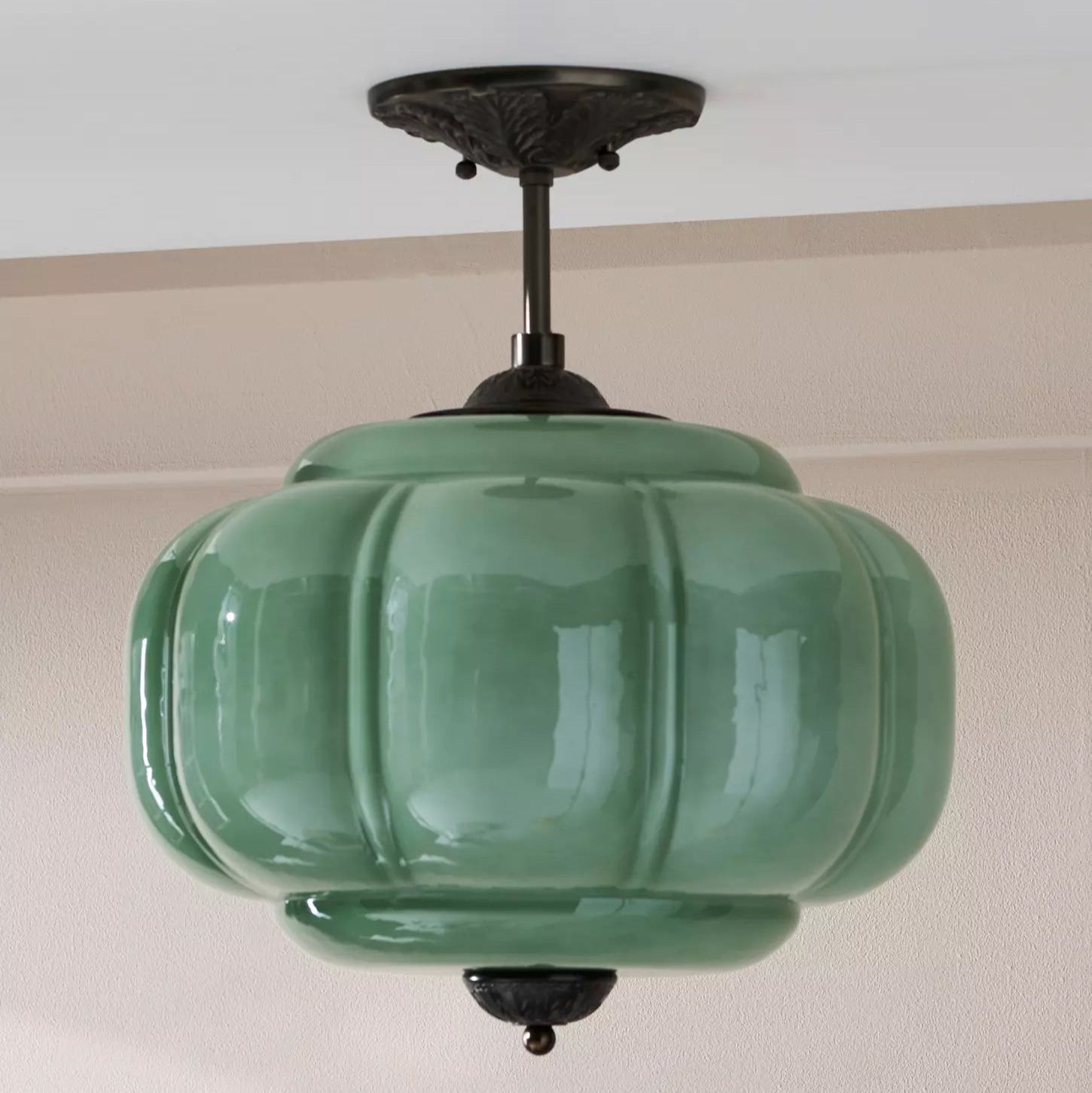 Eldio Lampe Plafond Semi-Encastrée en Verre Vert - Neutralighting