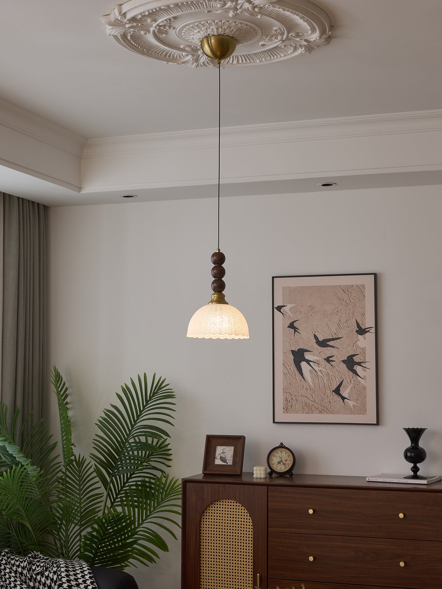 Avshaara Suspension en Tissu Vintage et Bois - Neutralighting