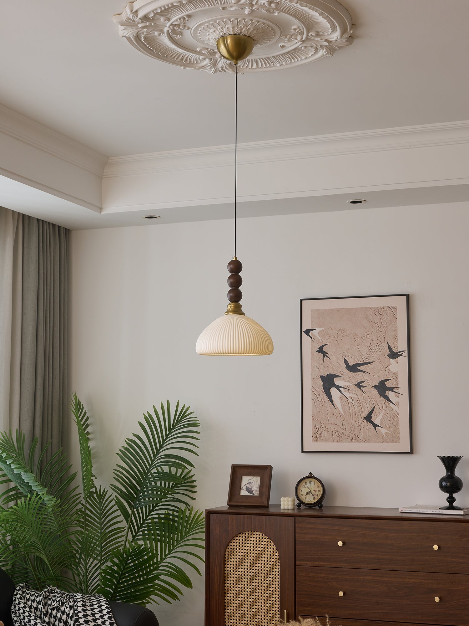 Avshaara Suspension en Tissu Vintage et Bois - Neutralighting