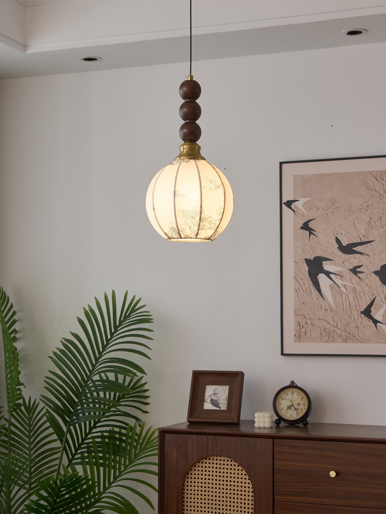 Avshaara Suspension en Tissu Vintage et Bois - Neutralighting