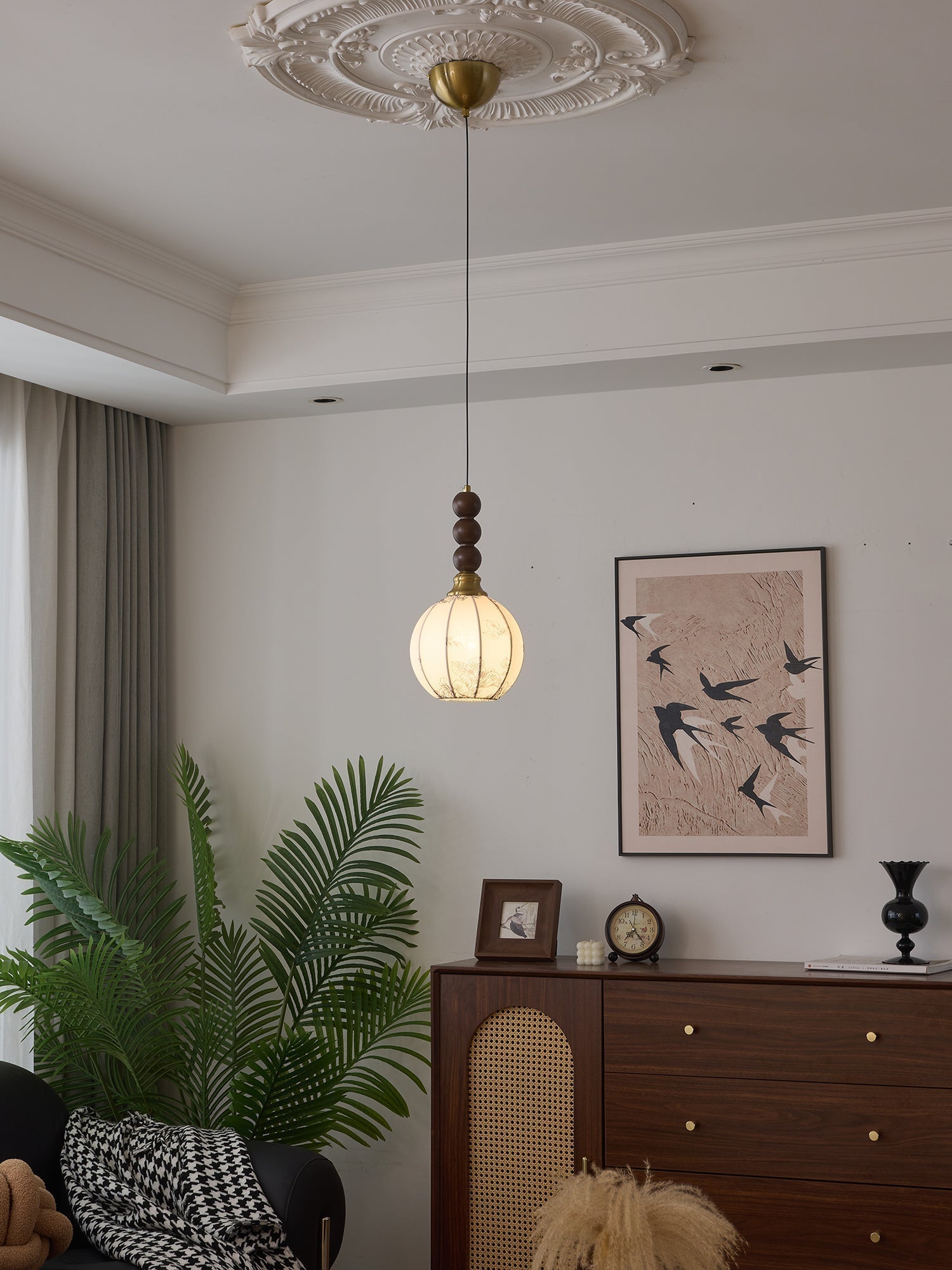 Avshaara Suspension en Tissu Vintage et Bois - Neutralighting