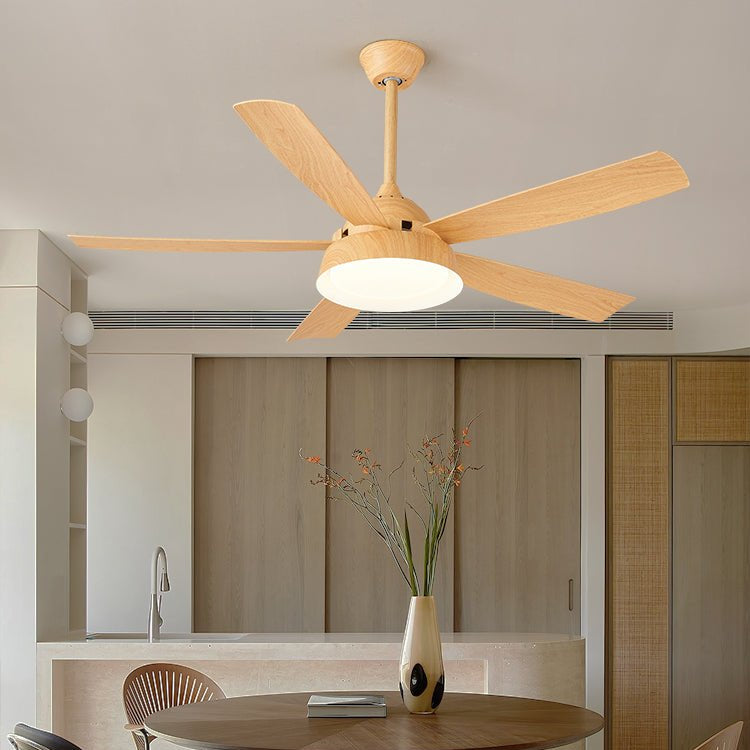 Plafonnier ventilateur Orvino en bois avec télécommande pour le réglage de la vitesse et de la lumière