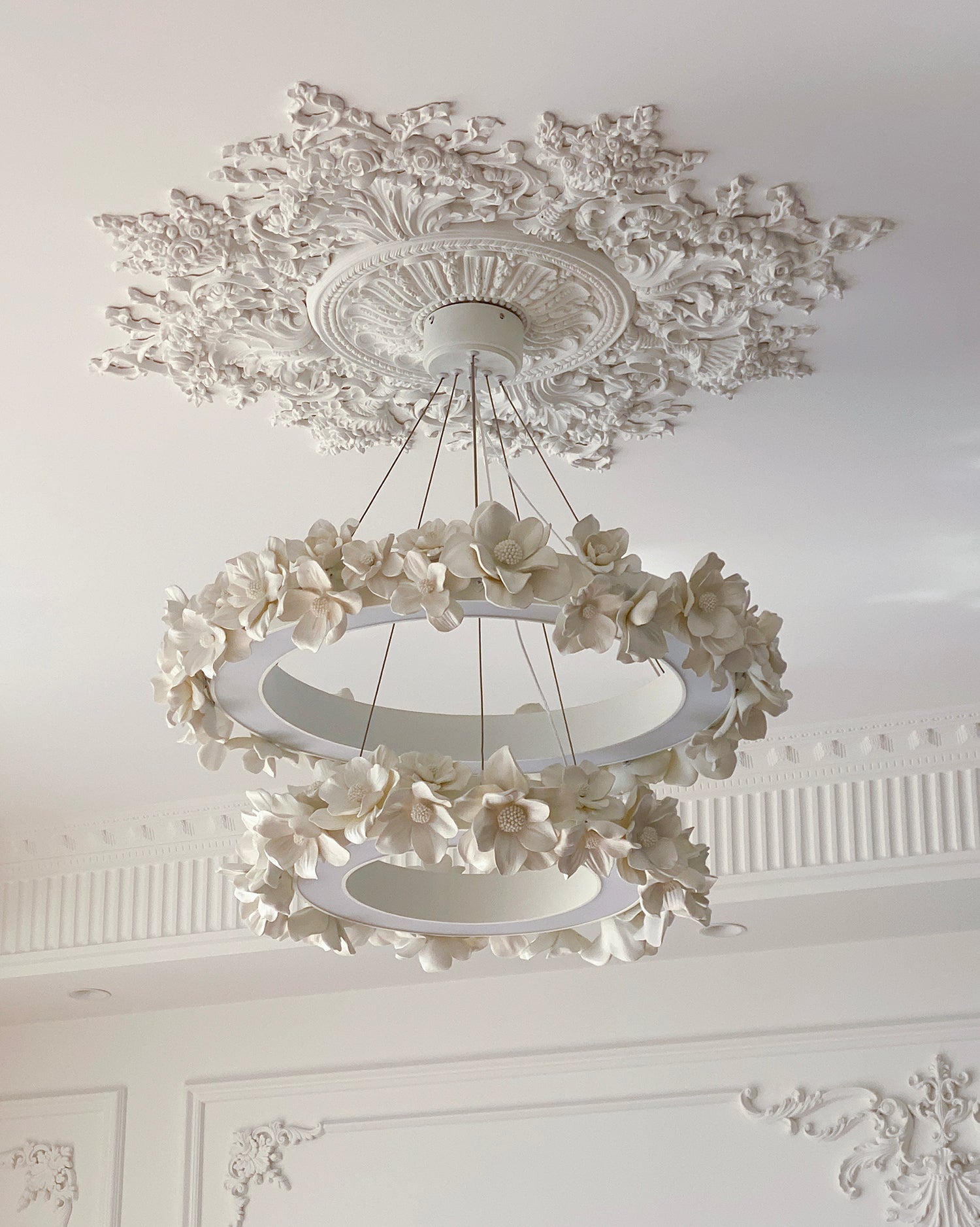 Elysian Floral Chandelier Petal Halo Minimalist - Letslighting