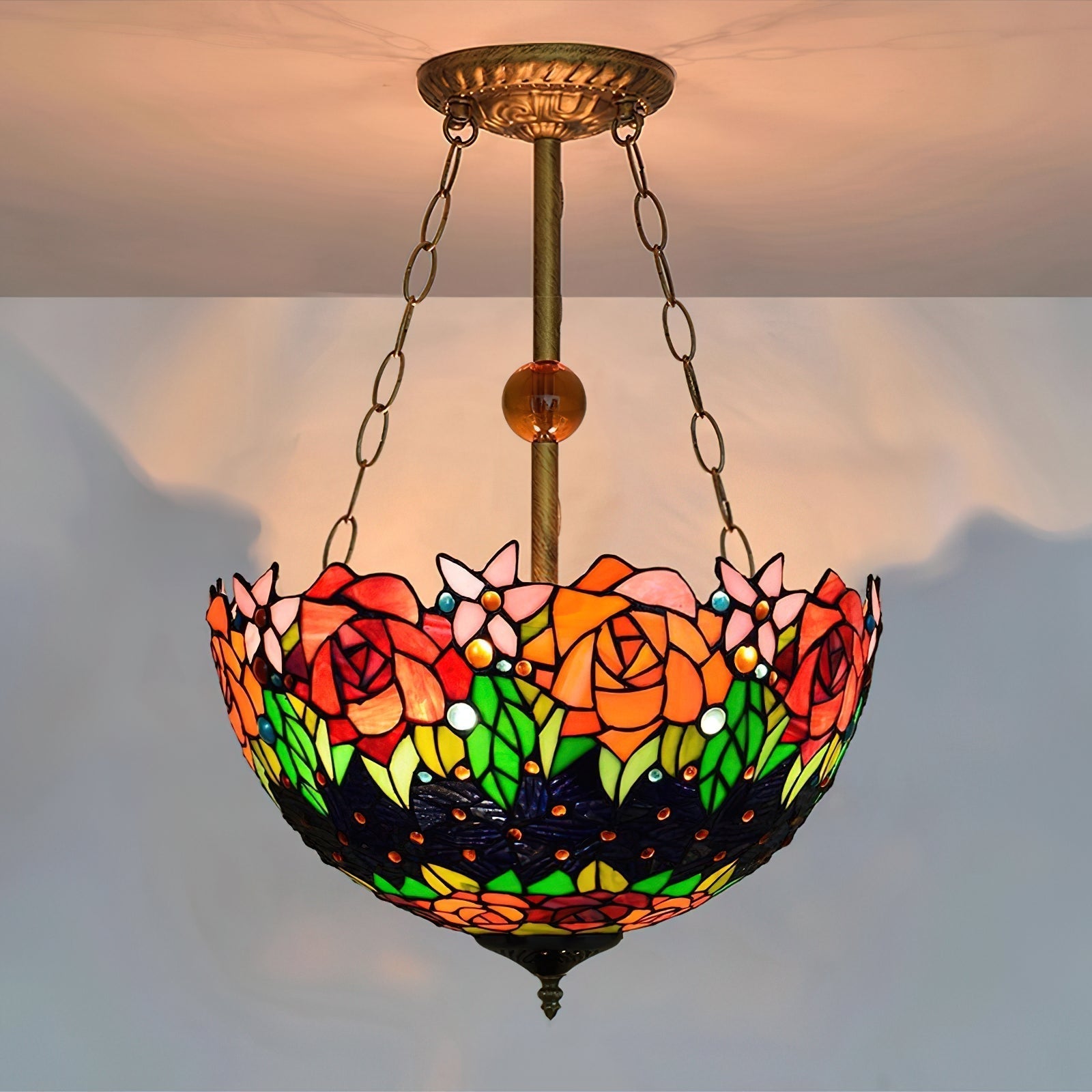 Chandelier Tiffany Bowl-shaped Rose Gypsum - Neutralighting