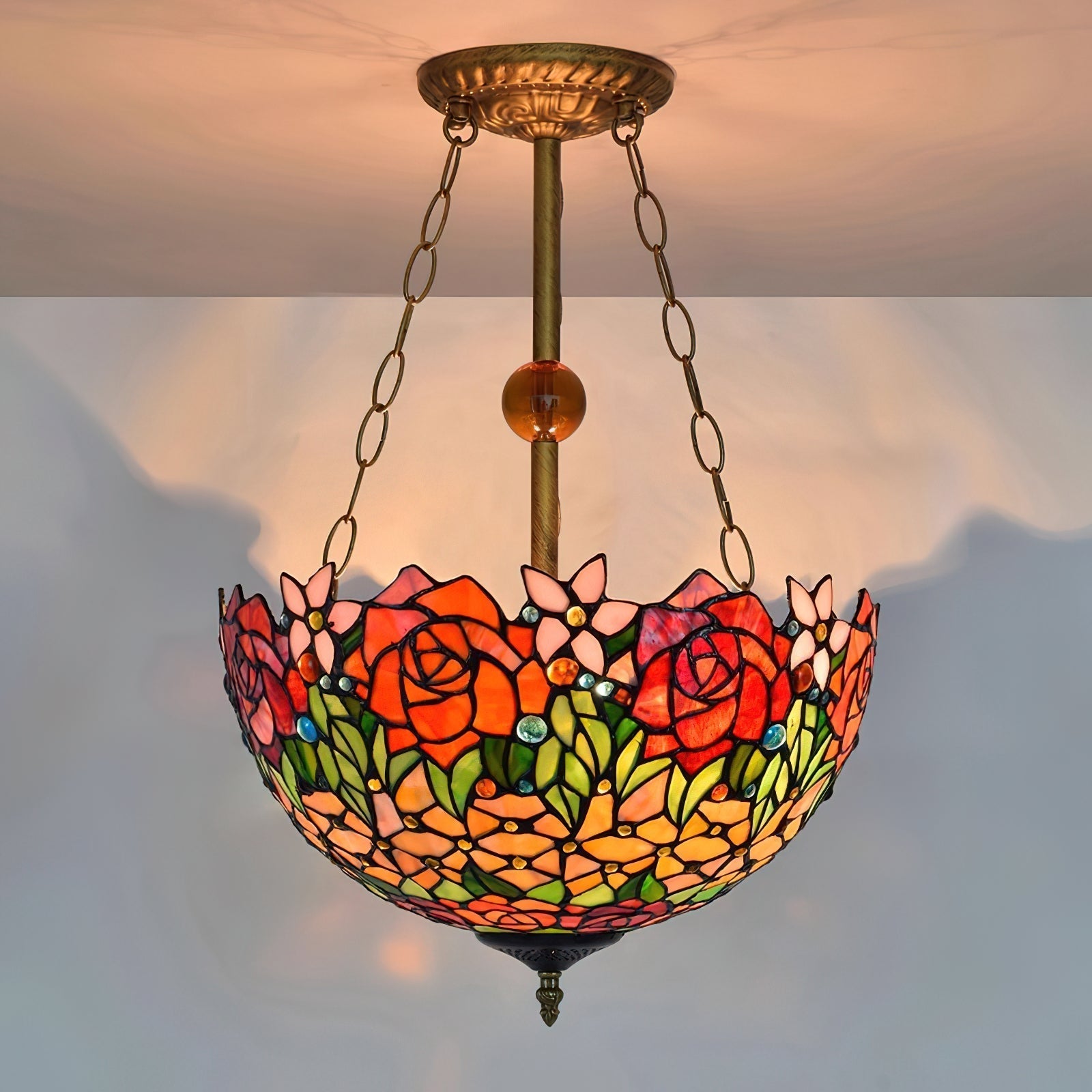 Chandelier Tiffany Bowl-shaped Rose Gypsum - Neutralighting