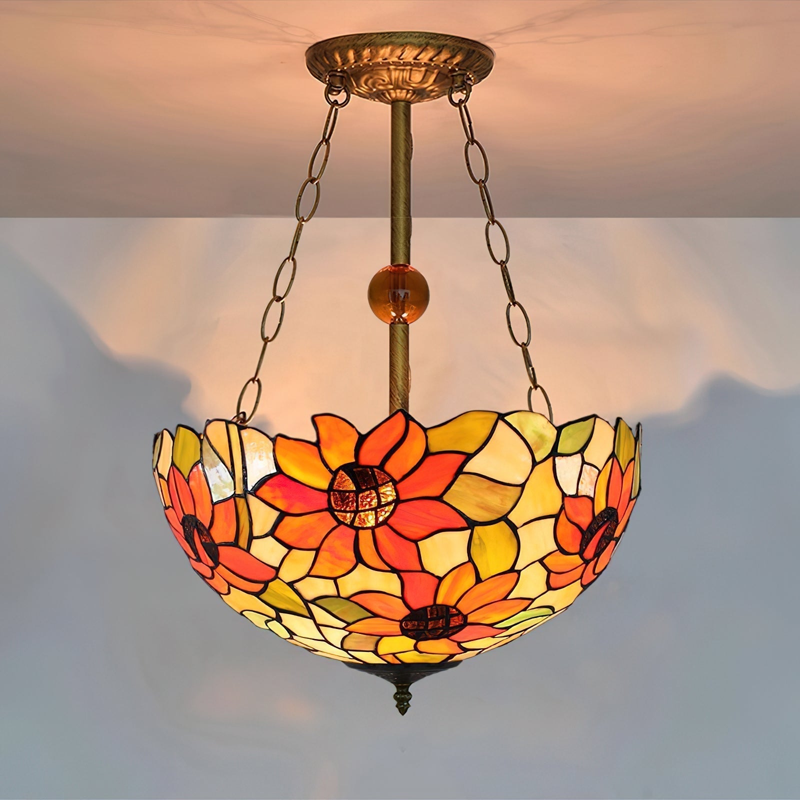 Chandelier Tiffany Bowl-shaped Rose Gypsum - Neutralighting