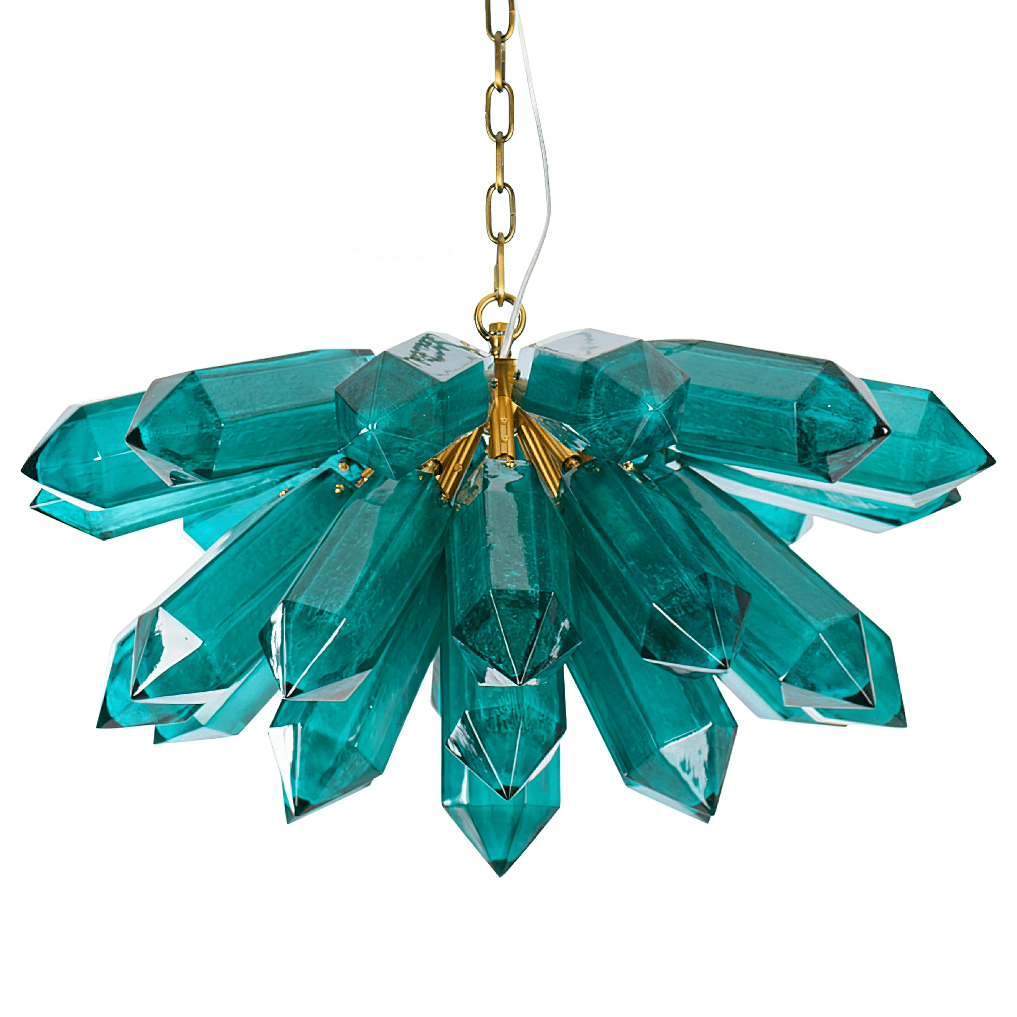Aurora Chandelier Emerald Crystal Starburst Gold - Letslighting
