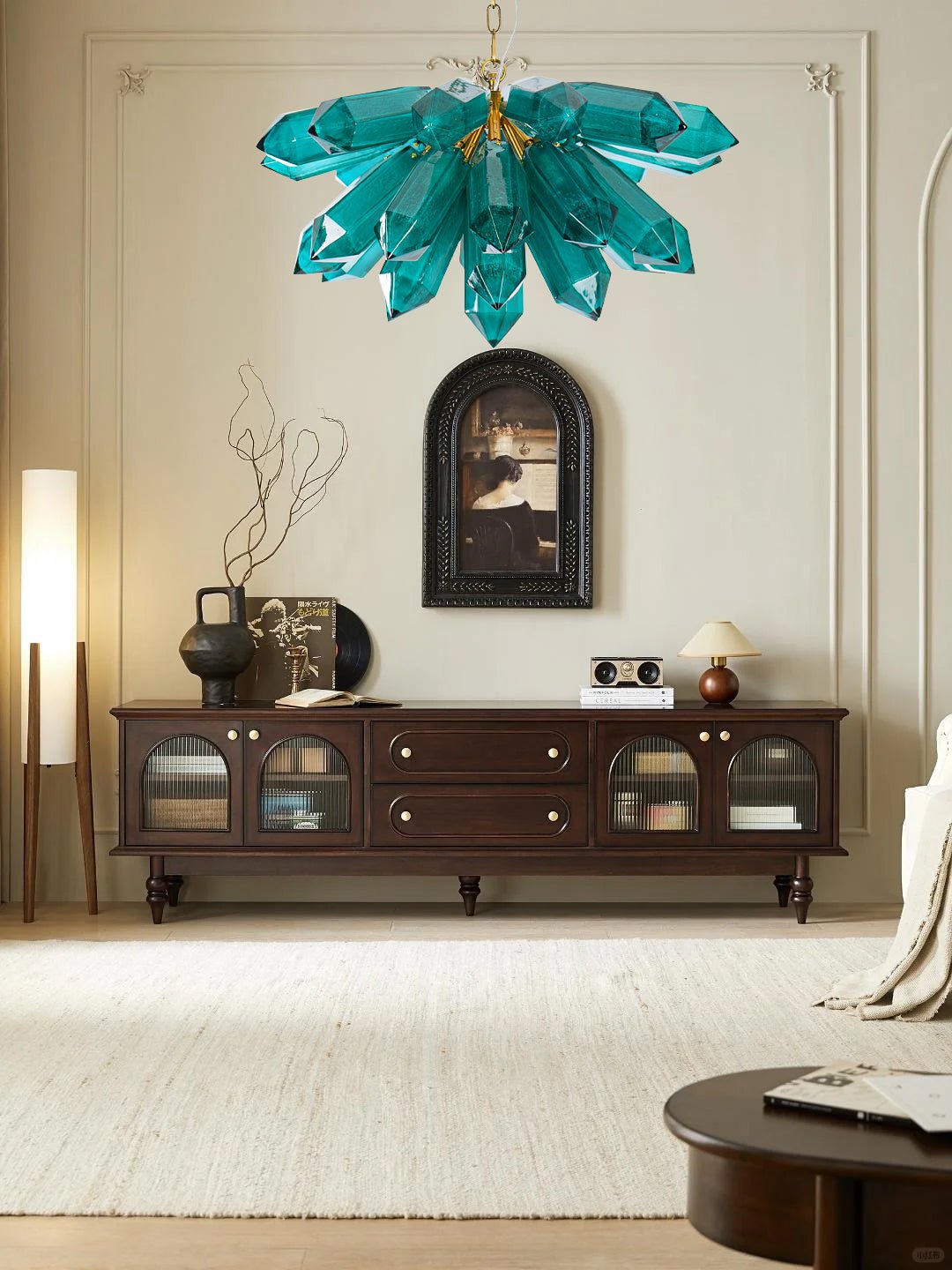 Aurora Chandelier Emerald Crystal Starburst Gold - Letslighting