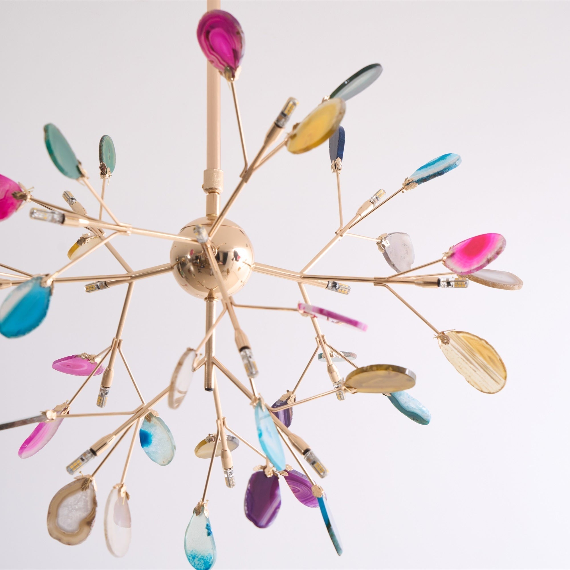 Lustra Chandelier Feuille Colorée Bras Dorés - Neutralighting