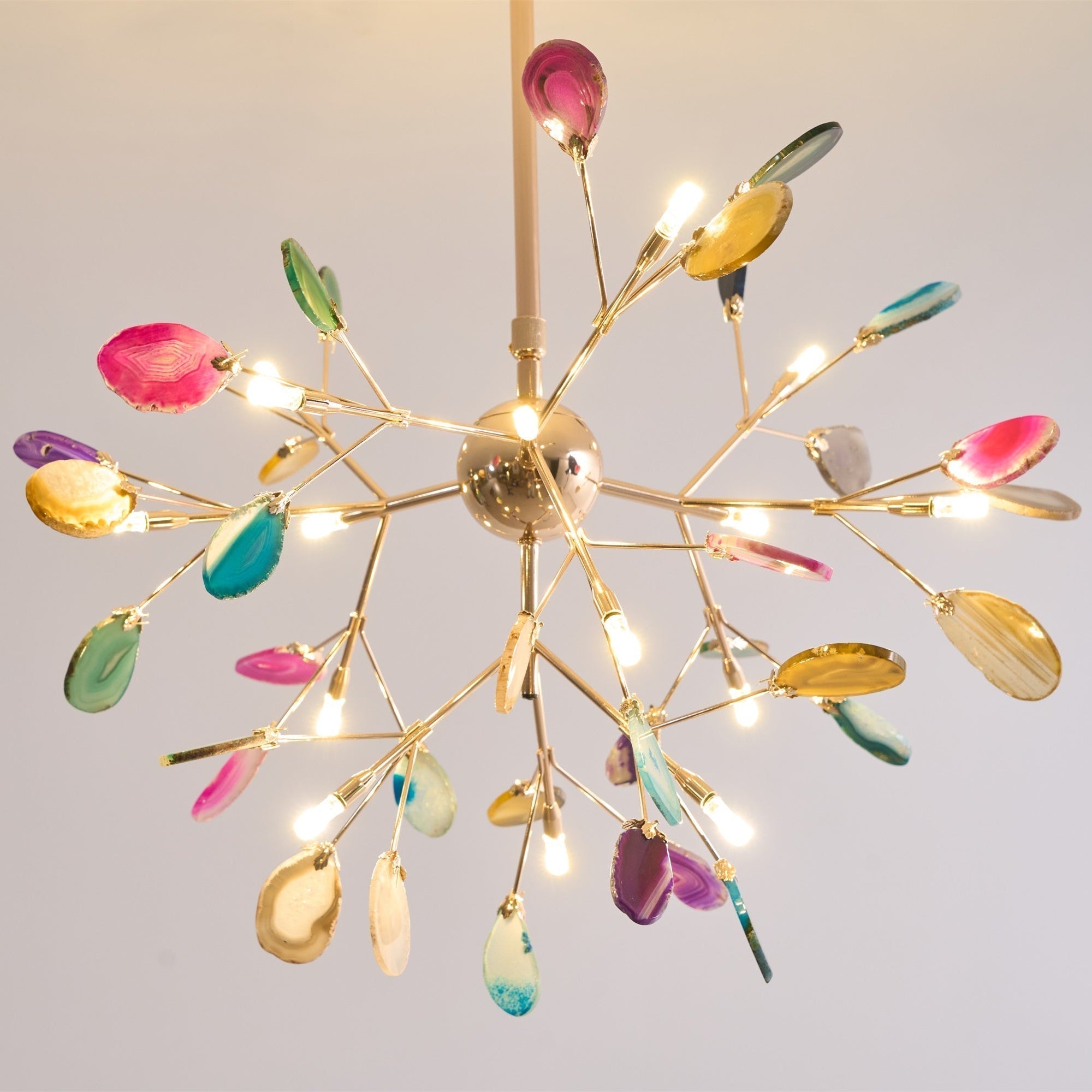 Lustra Chandelier Feuille Colorée Bras Dorés - Neutralighting