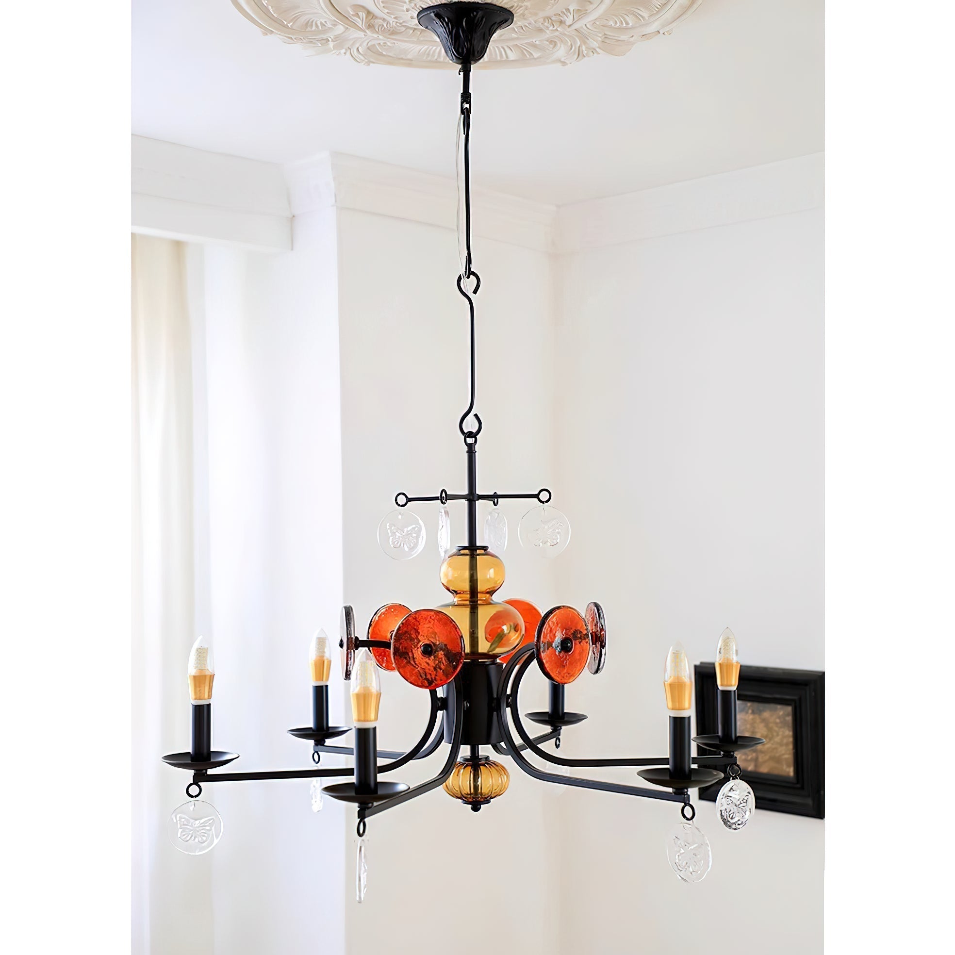 Anorion Chandelier Métal Verre Luxe Vintage Salon - Neutralighting