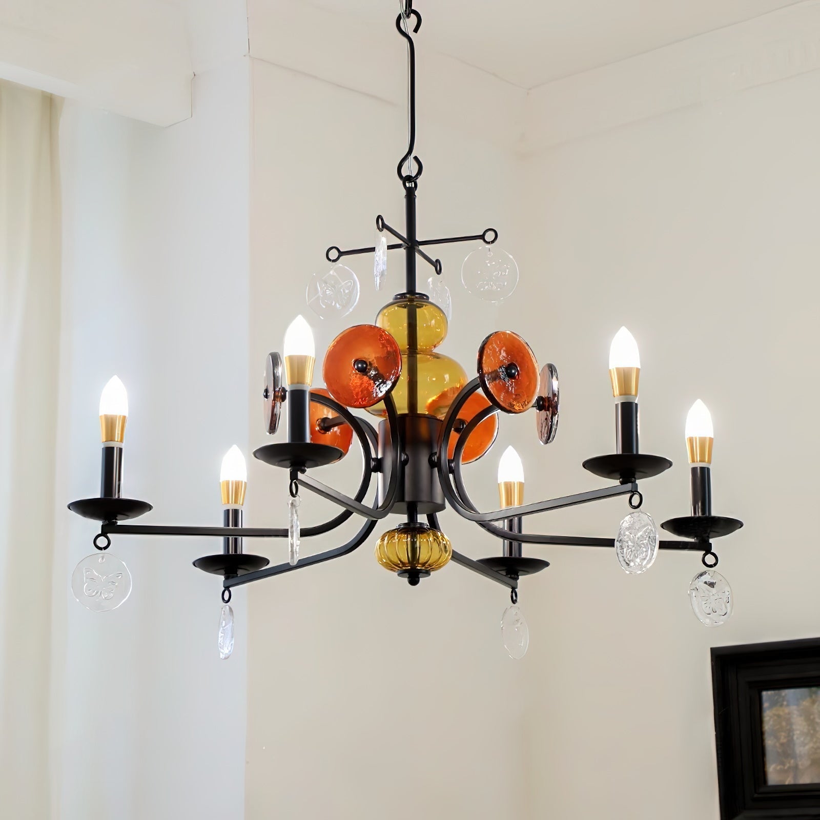Anorion Chandelier Métal Verre Luxe Vintage Salon - Neutralighting