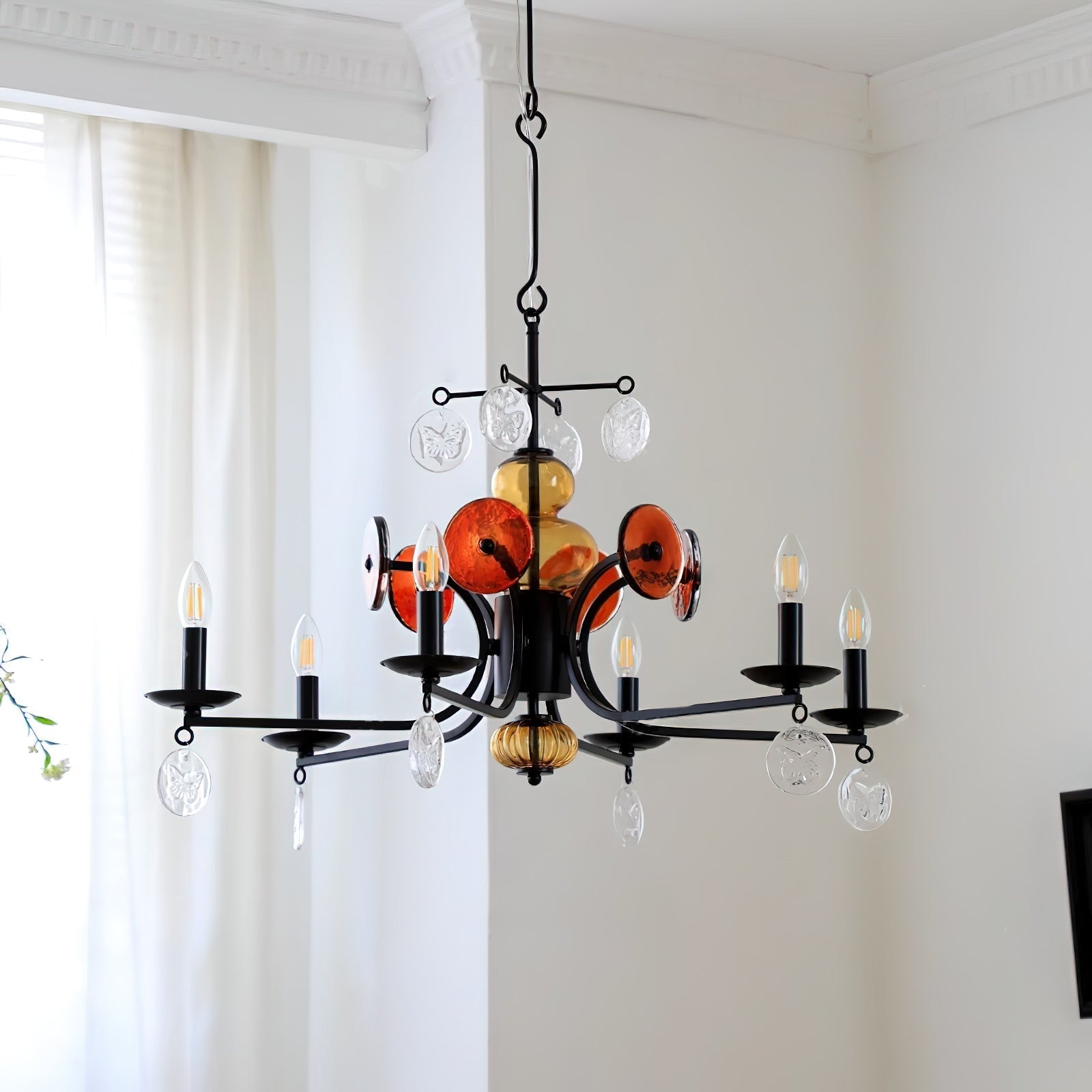 Anorion Chandelier Métal Verre Luxe Vintage Salon - Neutralighting