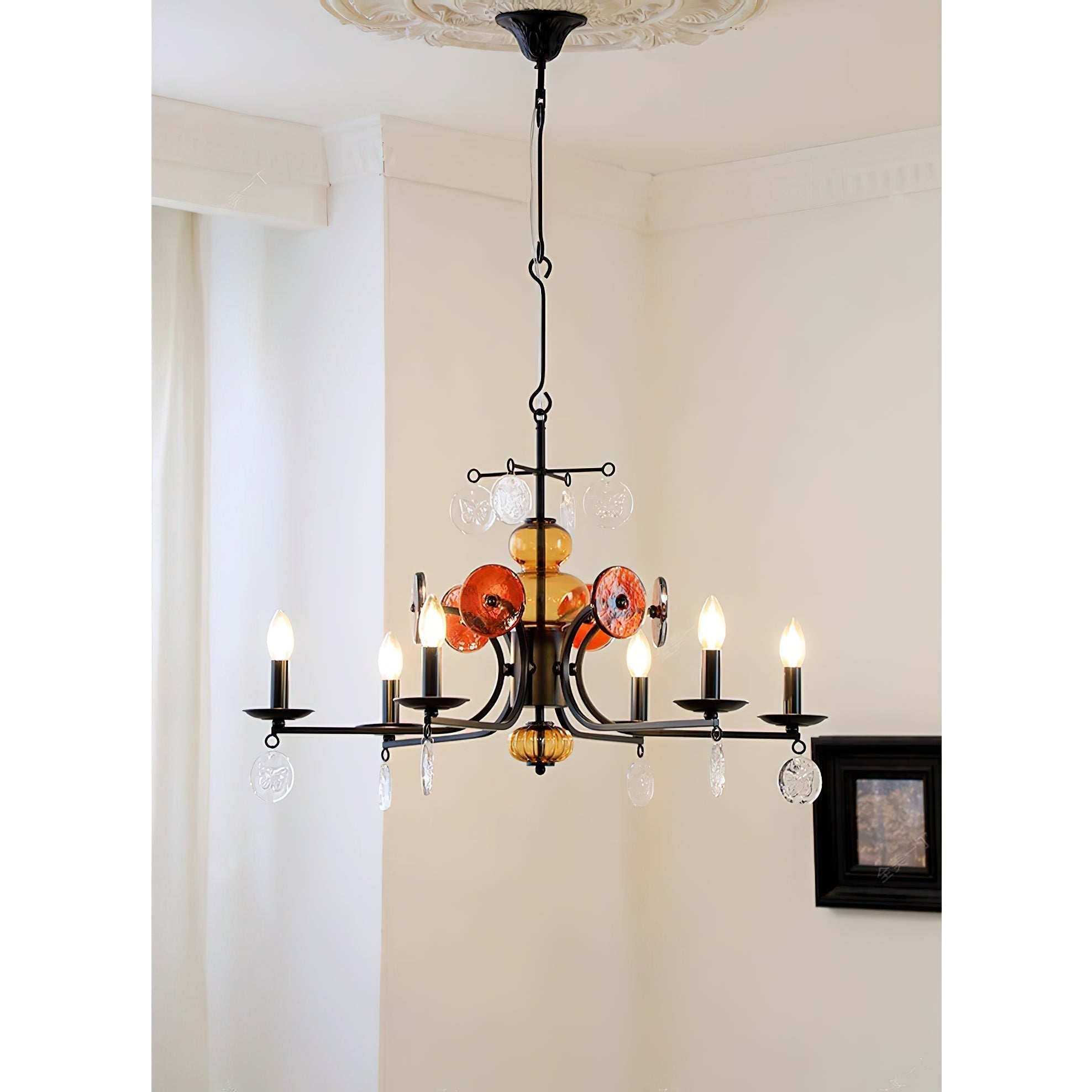 Anorion Chandelier Métal Verre Luxe Vintage Salon - Neutralighting