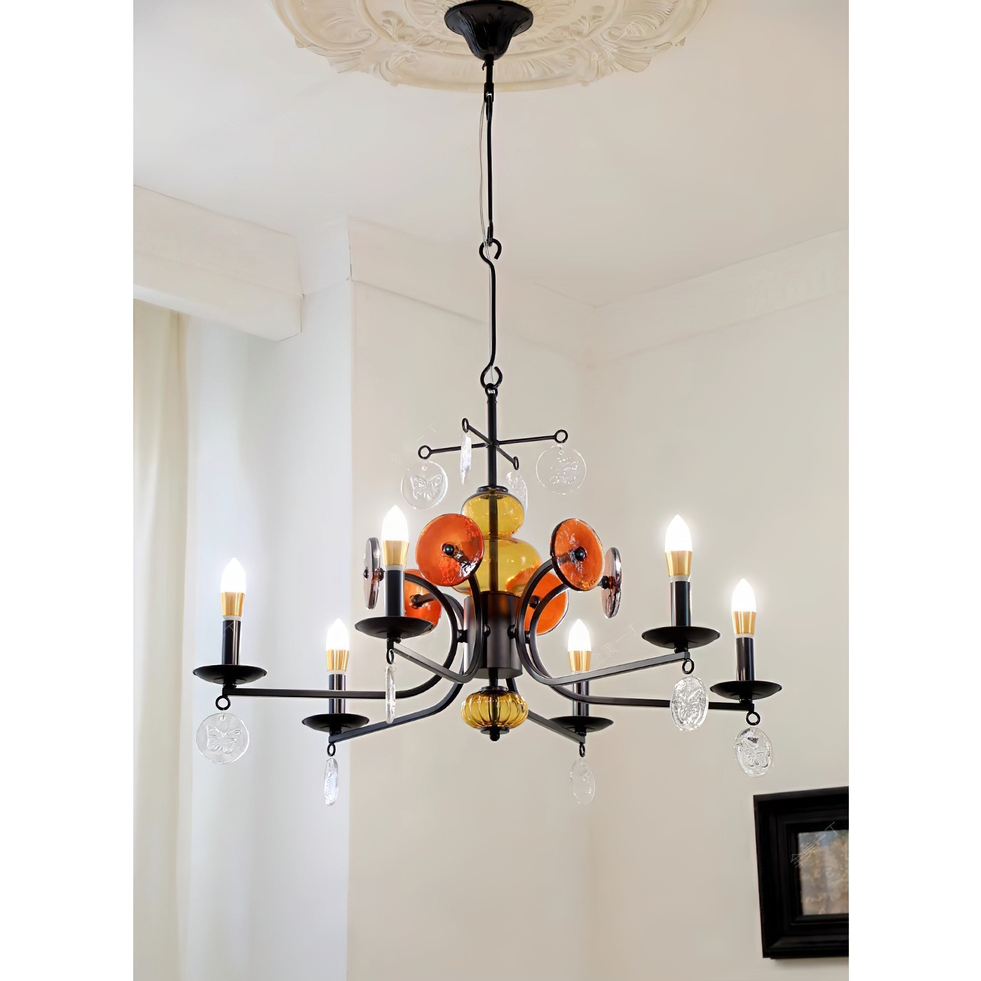 Anorion Chandelier Métal Verre Luxe Vintage Salon - Neutralighting