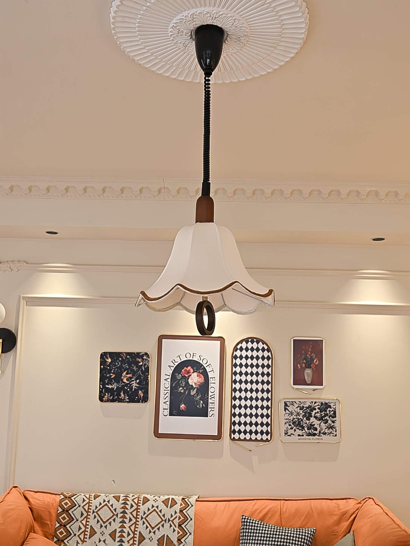 Eurvaryra Classique Élégance Tissu Bois Suspension Lumière - Neutralighting