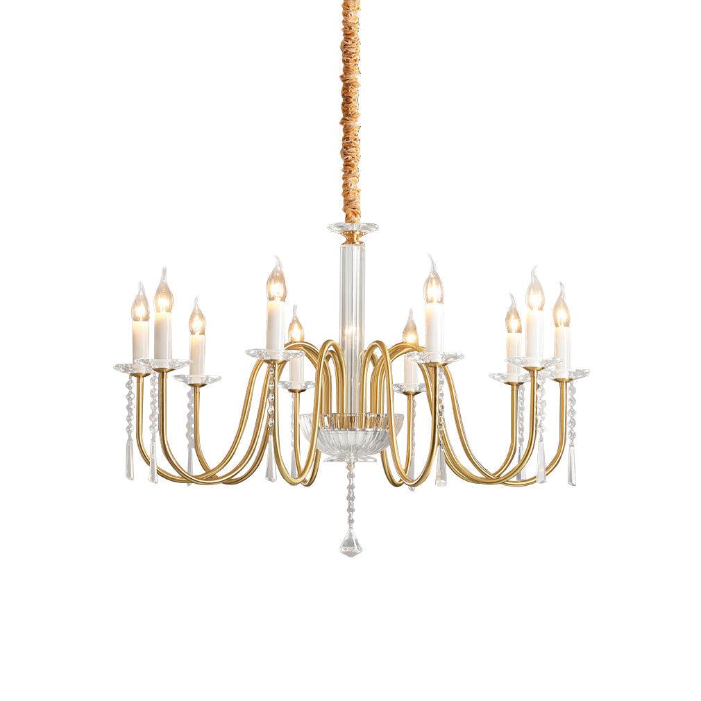 Ilphaara Postmodern Luxury Brass Crystal Chandelier - Lamp Copper