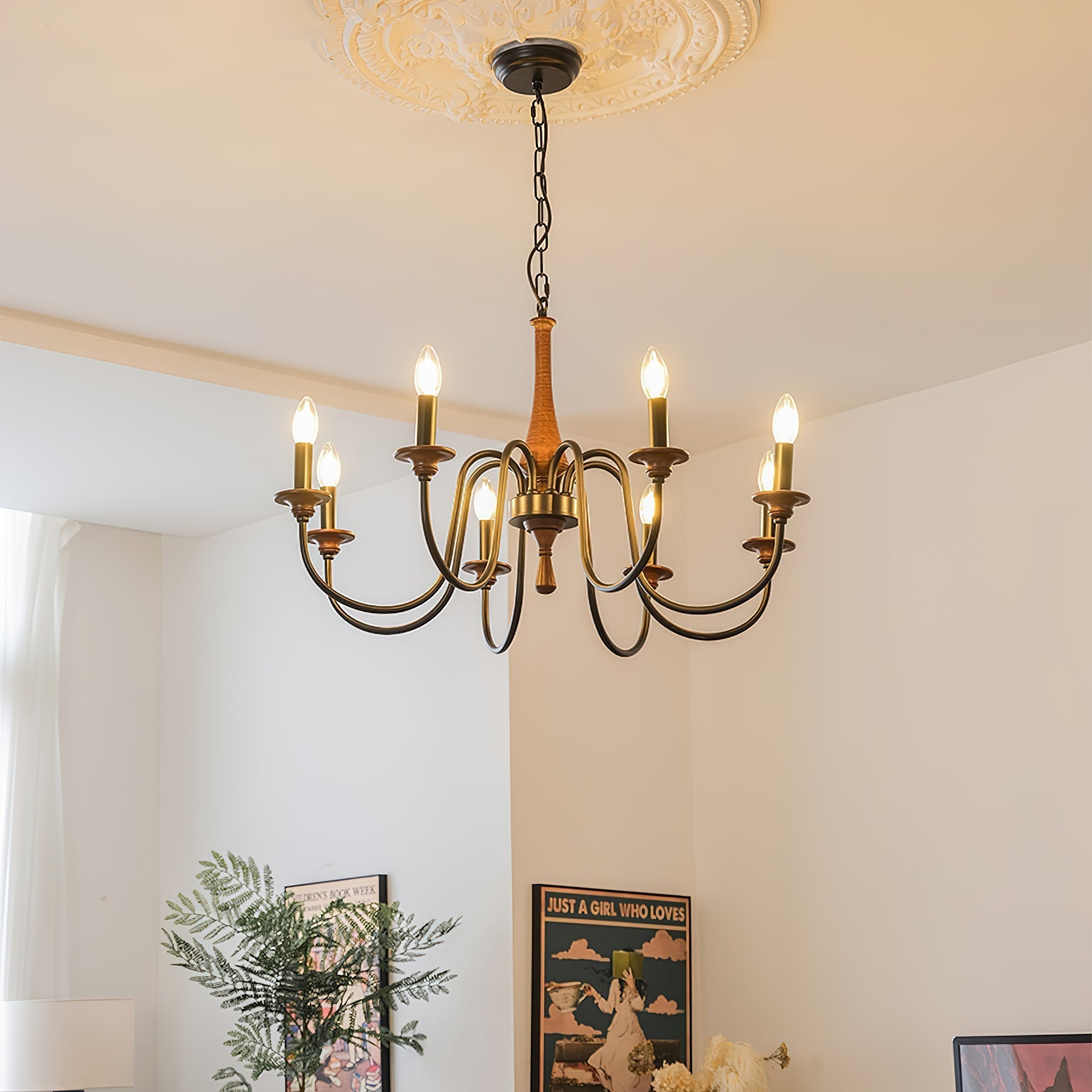 Alzorila Vintage Industrial Hand-carved Metal Chandelier - Lamp Copper