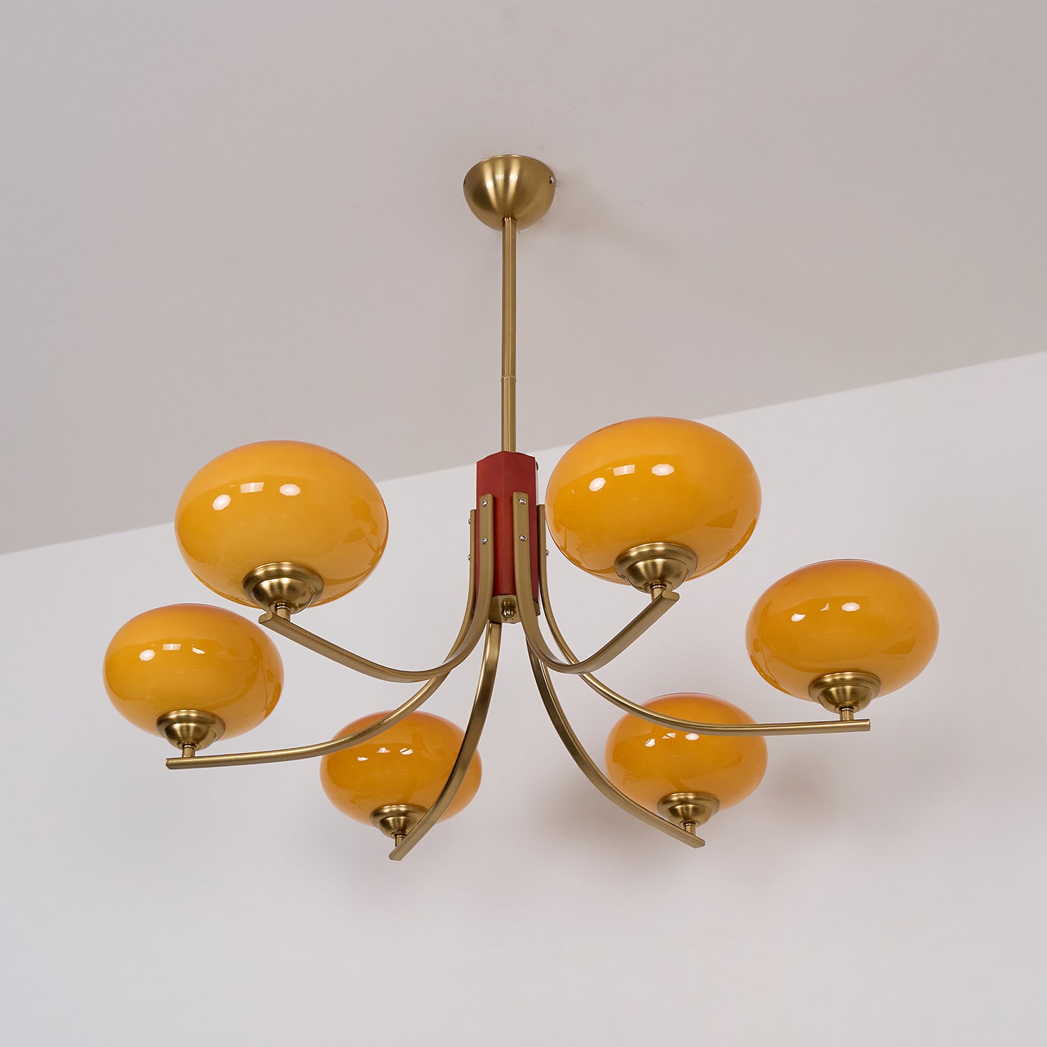 Auralyn Lustre Globe 6 Lumières Verre Ambre - Neutralighting