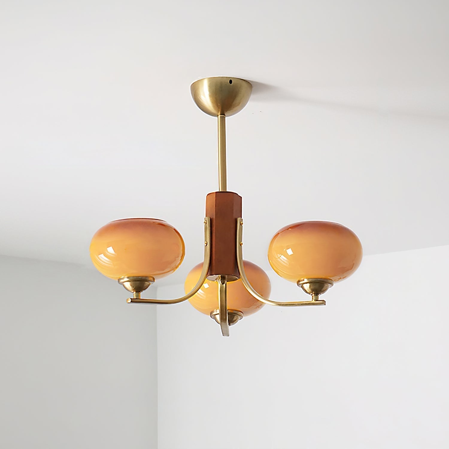 Auralyn Lustre Globe 6 Lumières Verre Ambre - Neutralighting
