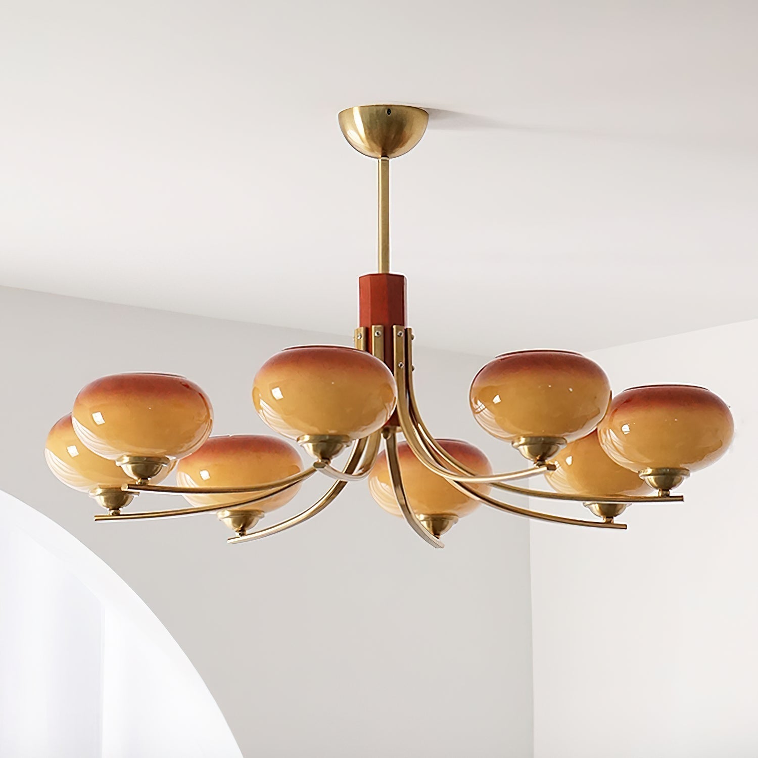 Auralyn Lustre Globe 6 Lumières Verre Ambre - Neutralighting