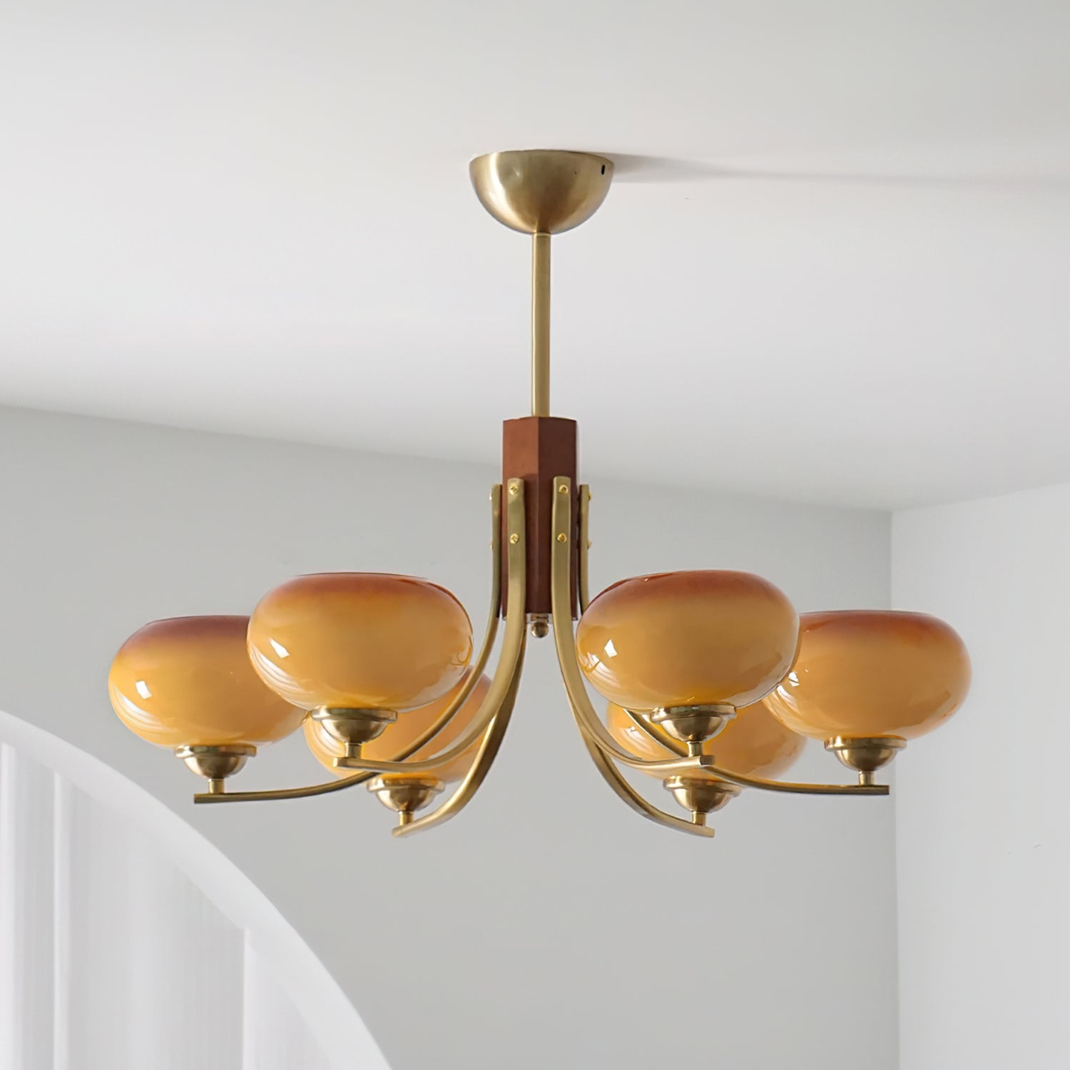 Auralyn Lustre Globe 6 Lumières Verre Ambre - Neutralighting