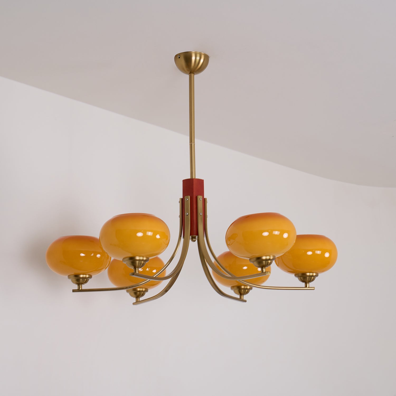 Auralyn Lustre Globe 6 Lumières Verre Ambre - Neutralighting