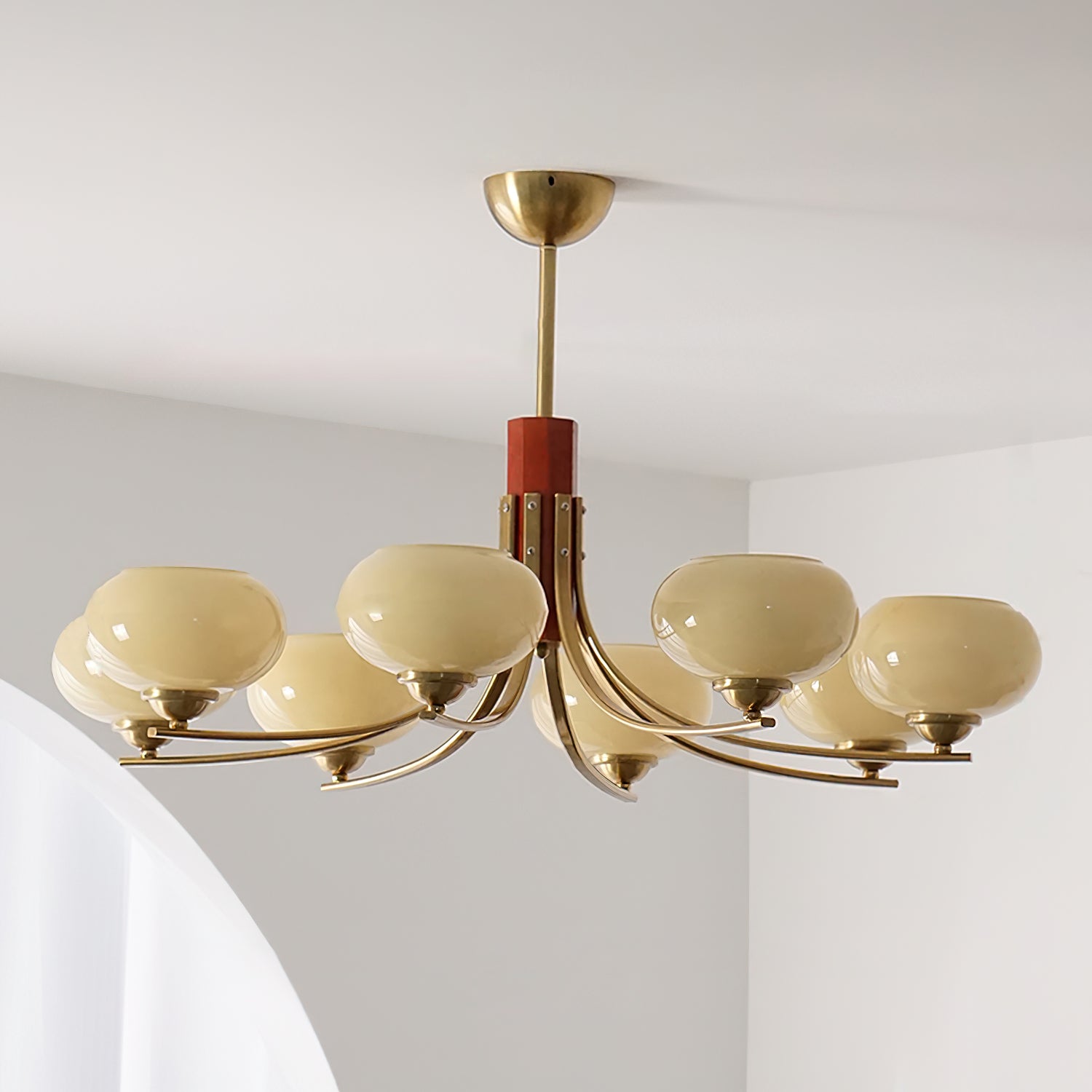 Auralyn Lustre Globe 6 Lumières Verre Ambre - Neutralighting
