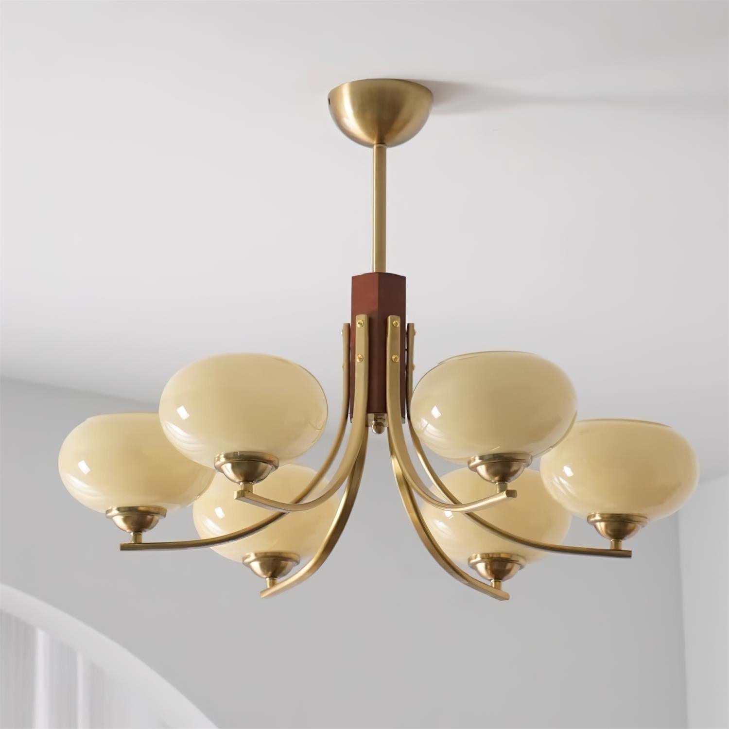 Auralyn Lustre Globe 6 Lumières Verre Ambre - Neutralighting