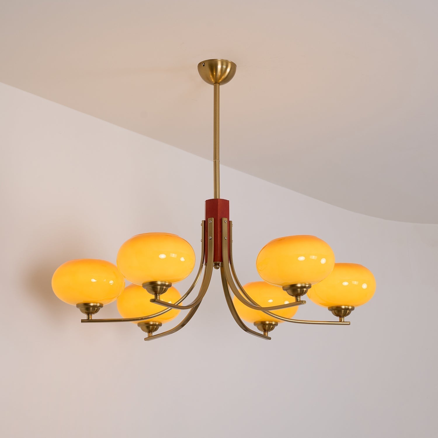 Auralyn Lustre Globe 6 Lumières Verre Ambre - Neutralighting