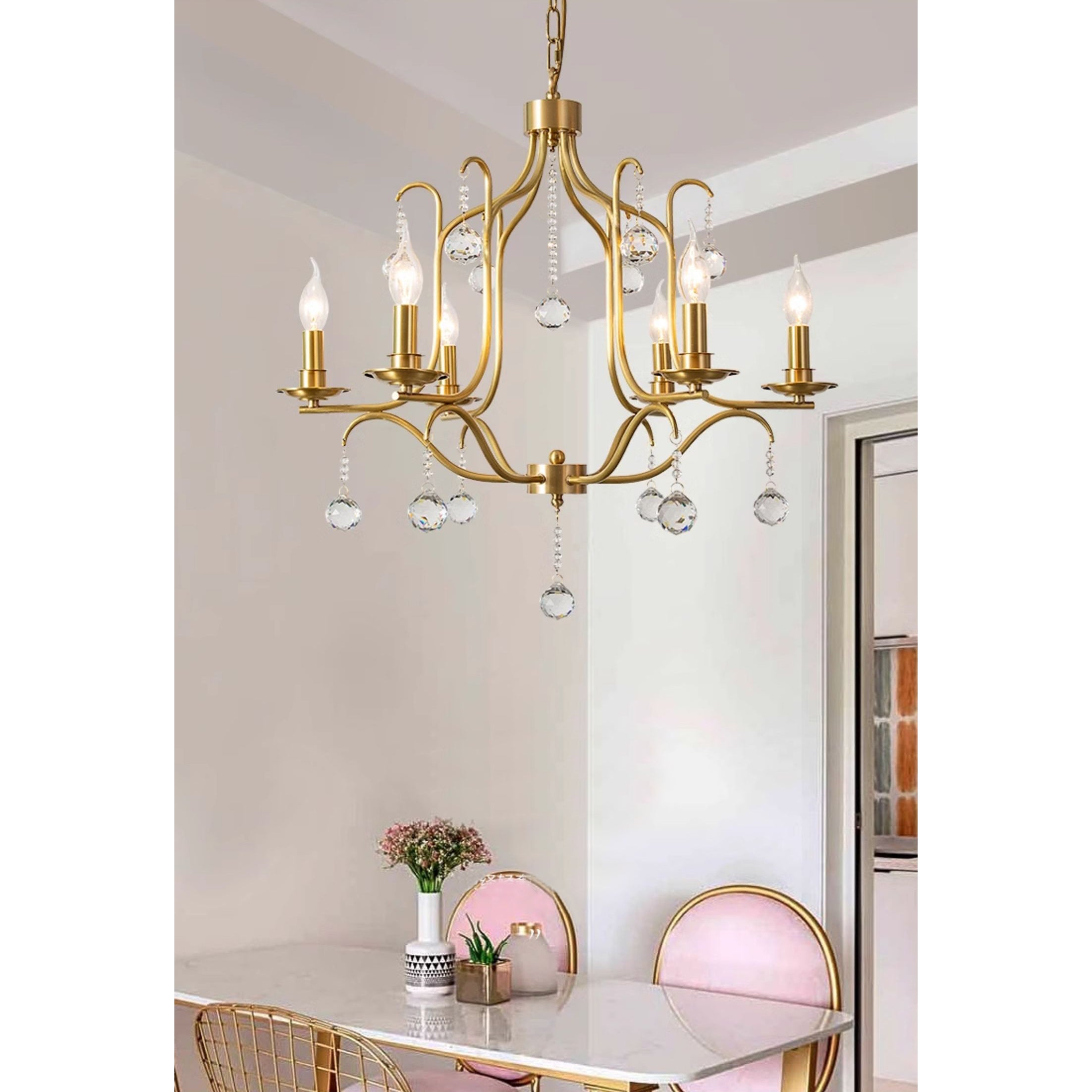 Ulliria Postmodern Luxury Brass Crystal Chandelier - Lamp Copper