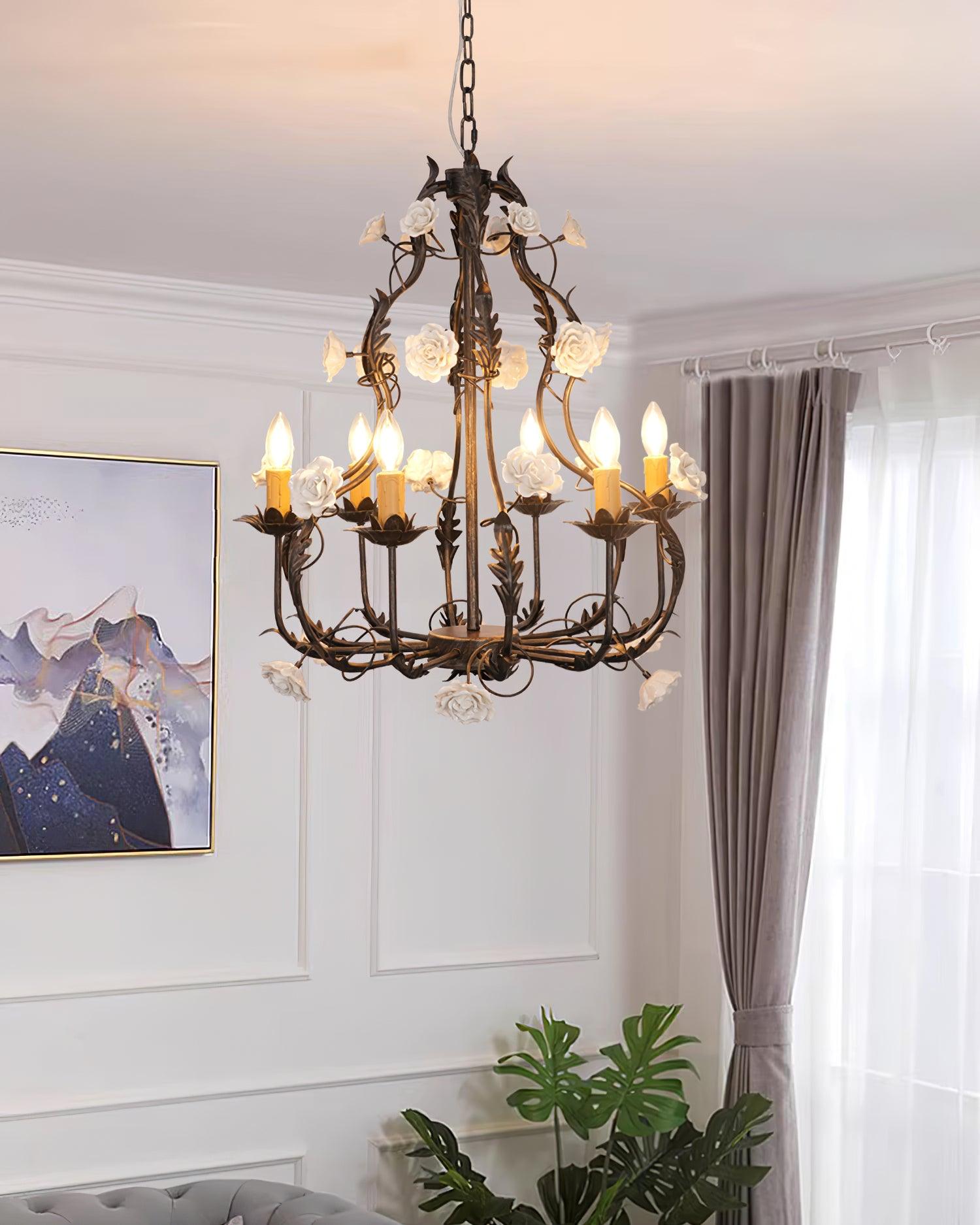Rocaille Lustre Fleur Luxe Métal - Neutralighting
