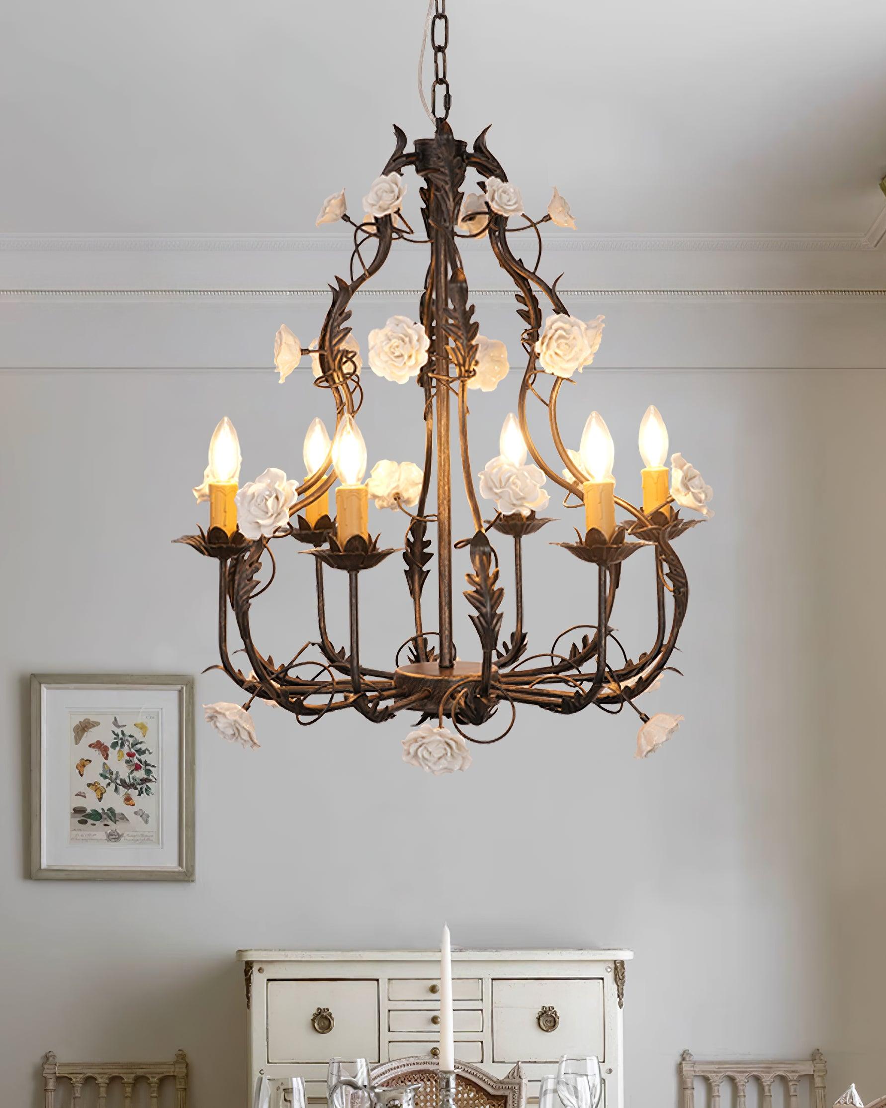 Rocaille Lustre Fleur Luxe Métal - Neutralighting