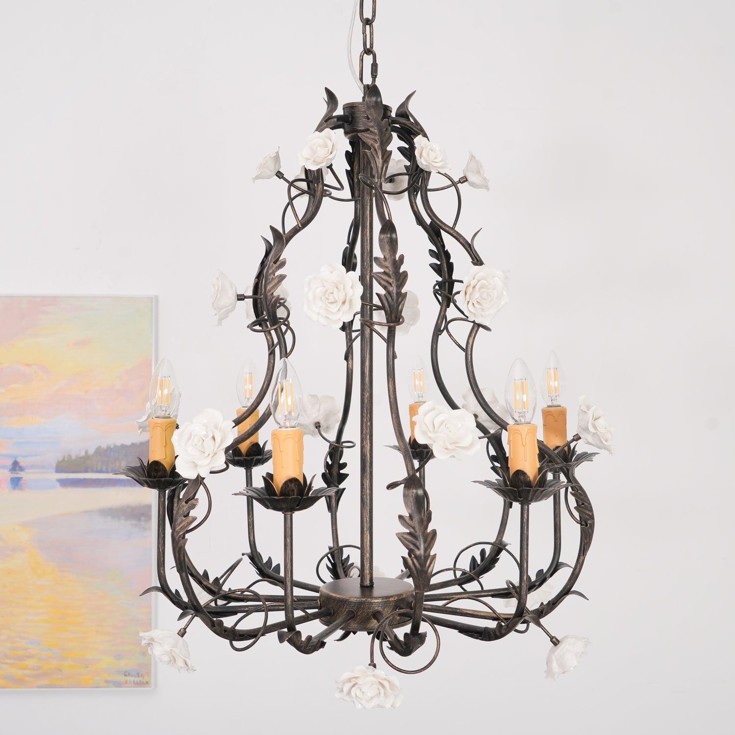 Rocaille Lustre Fleur Luxe Métal - Neutralighting