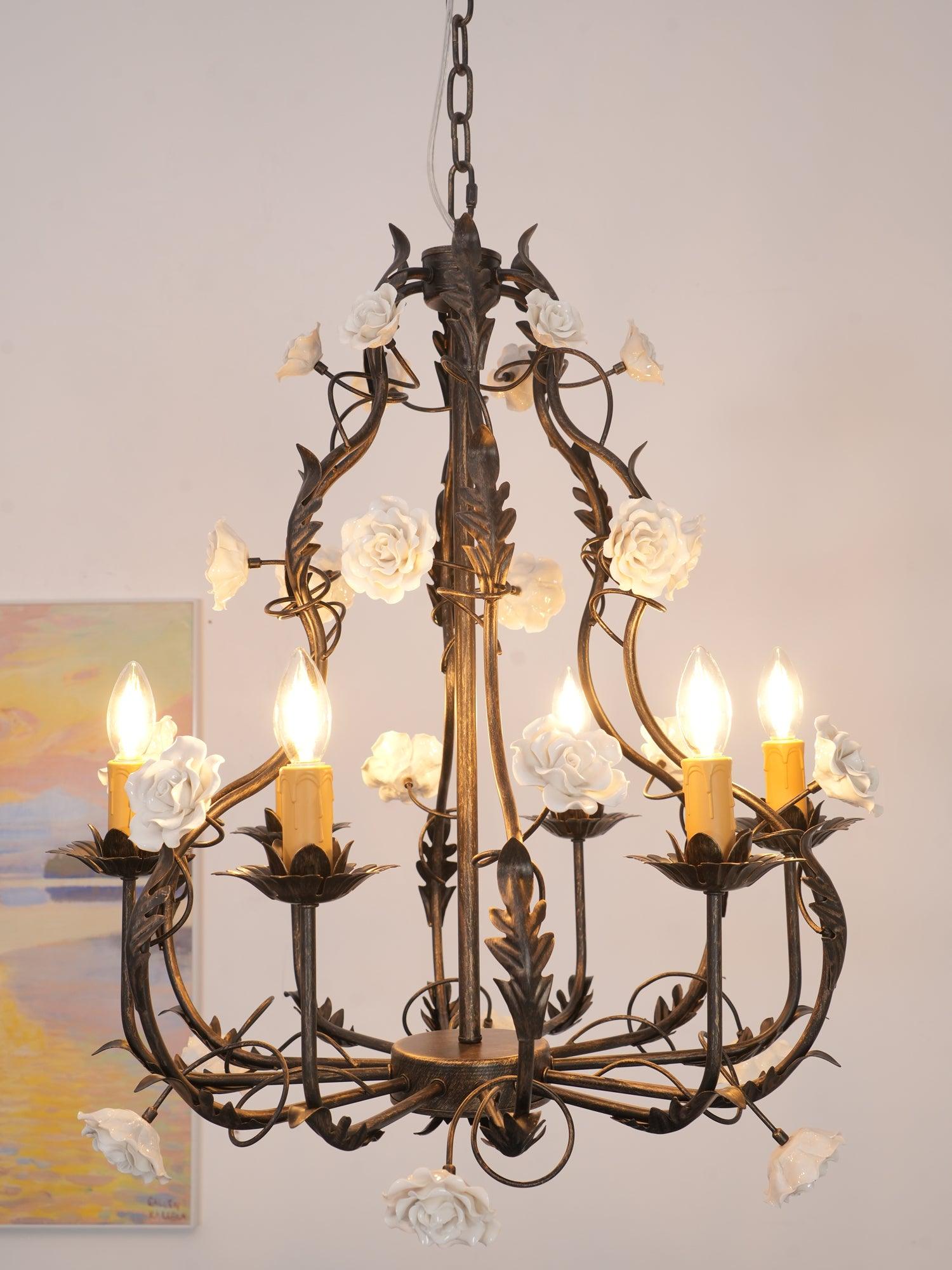 Rocaille Lustre Fleur Luxe Métal - Neutralighting