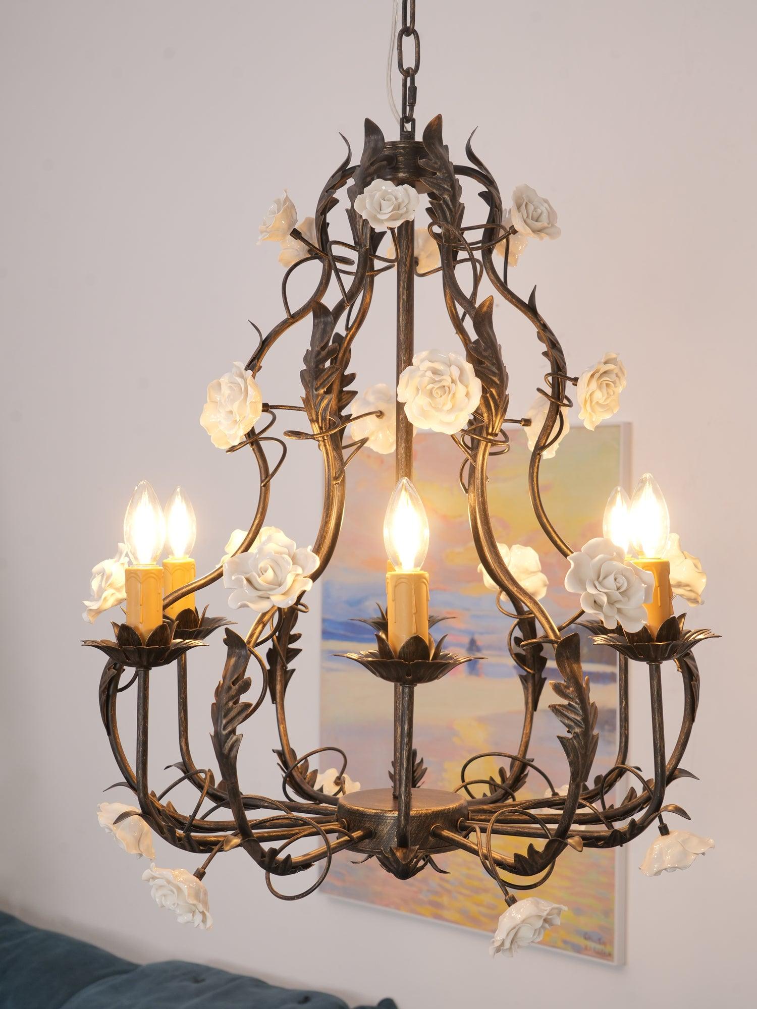 Rocaille Lustre Fleur Luxe Métal - Neutralighting