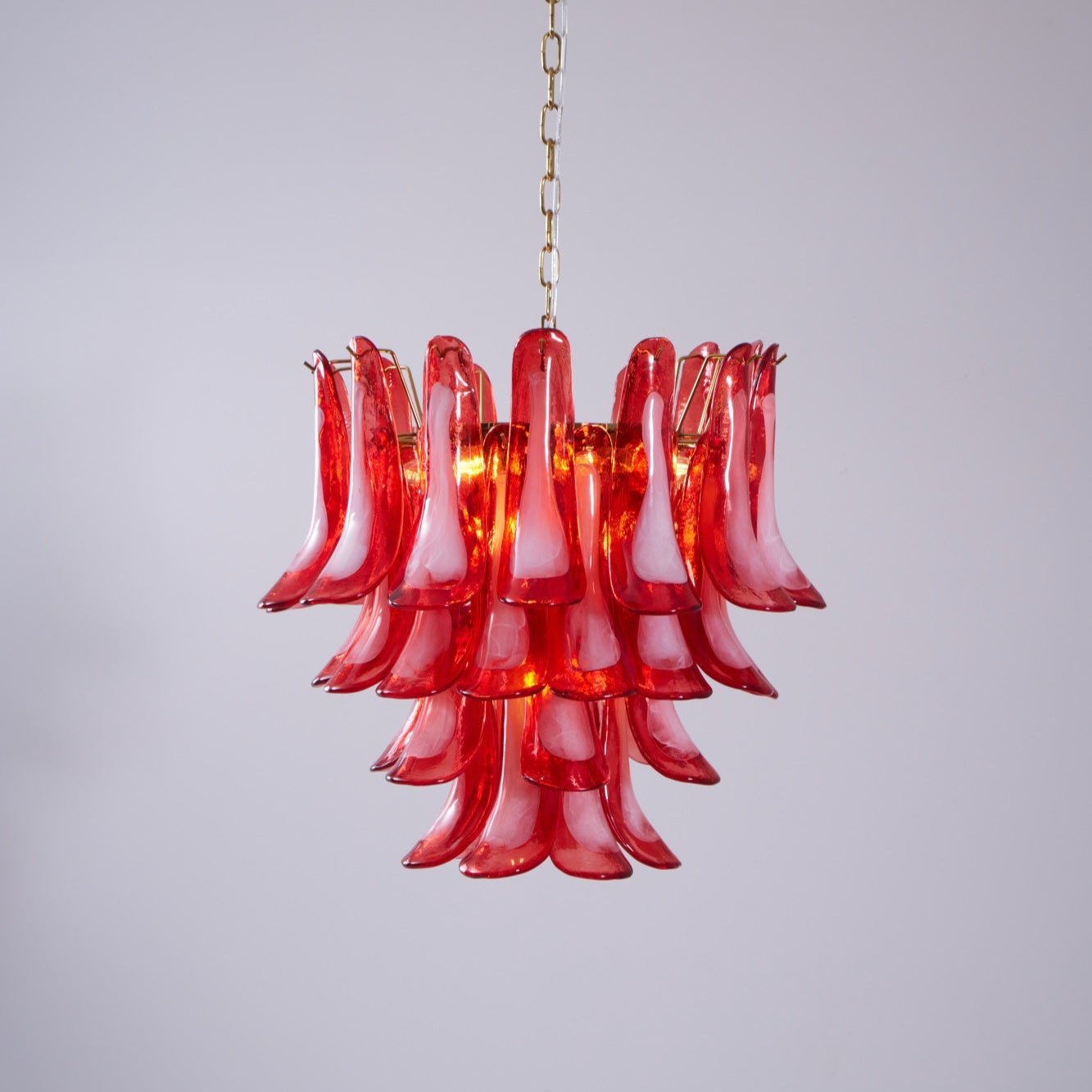 Aurora Chandelier Red Petal Glass Layered Artistic - Letslighting