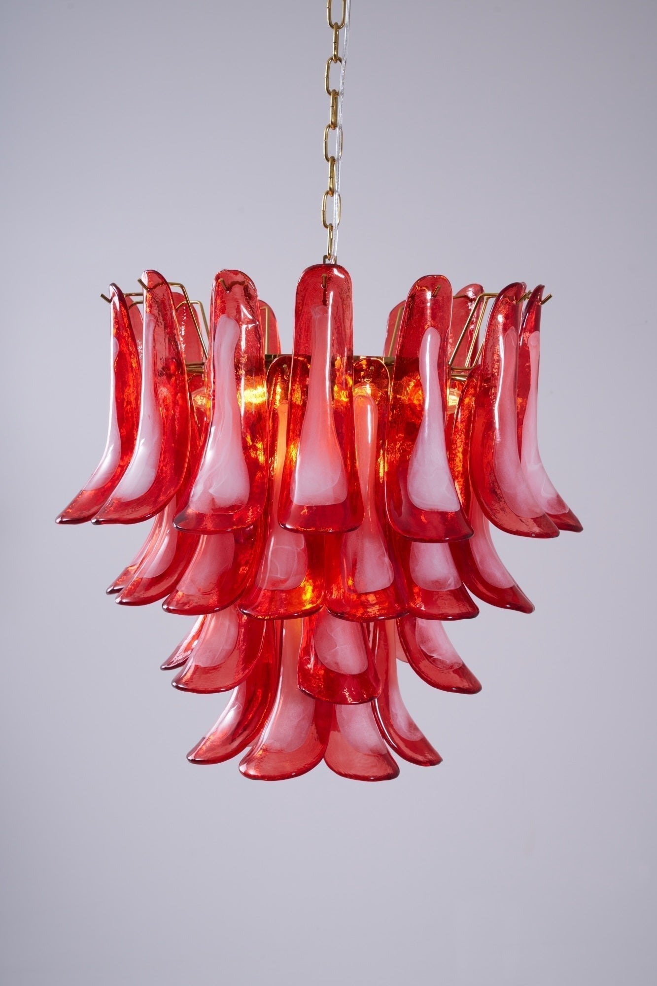 Aurora Chandelier Red Petal Glass Layered Artistic - Letslighting