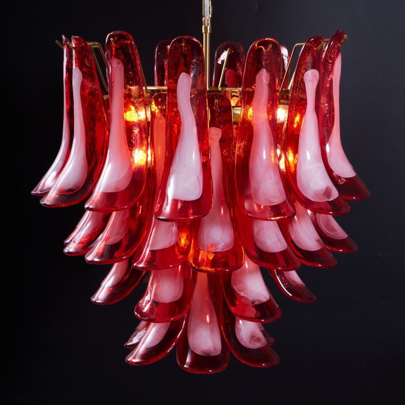 Aurora Chandelier Red Petal Glass Layered Artistic - Letslighting