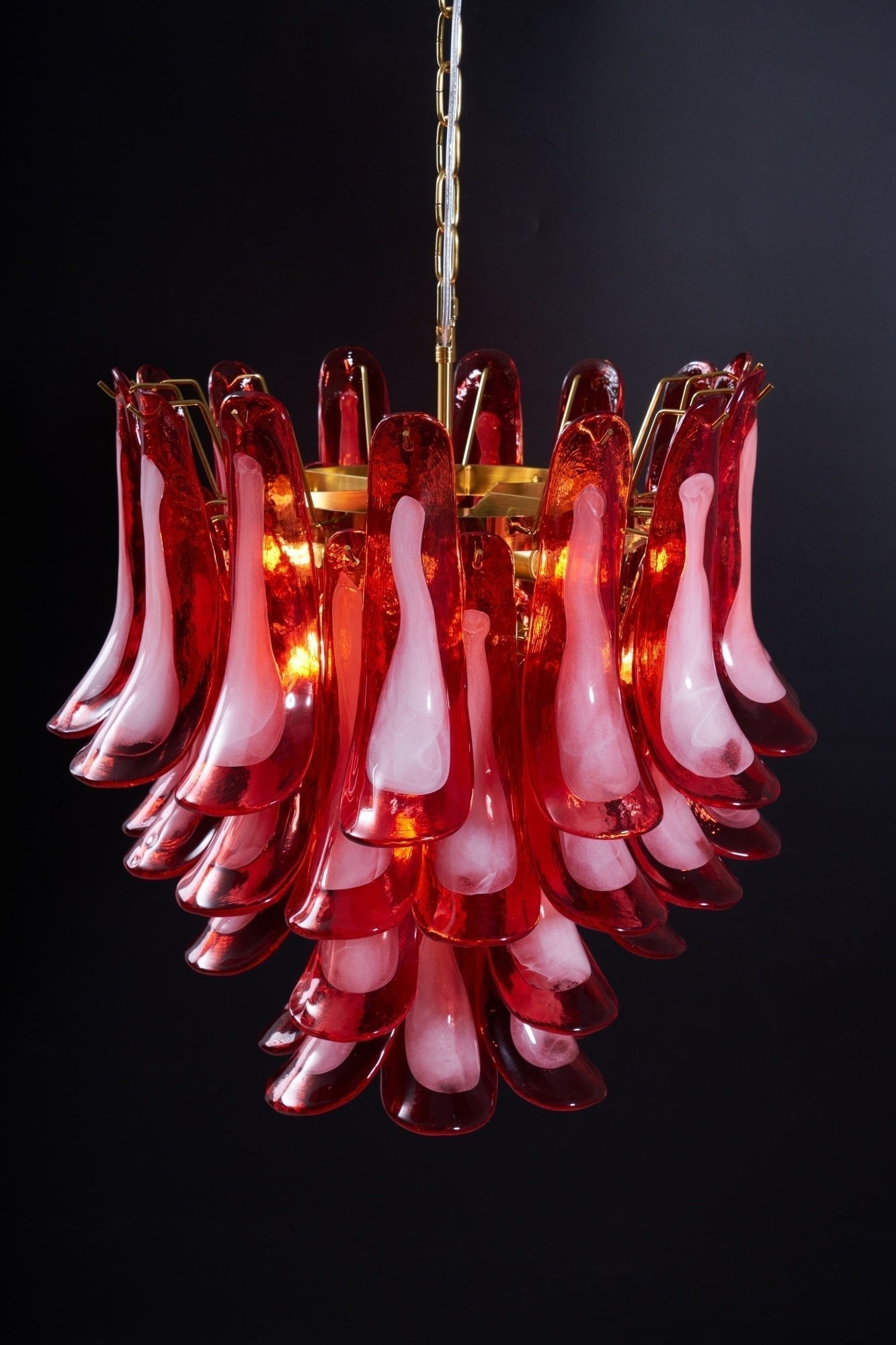 Aurora Chandelier Red Petal Glass Layered Artistic - Letslighting