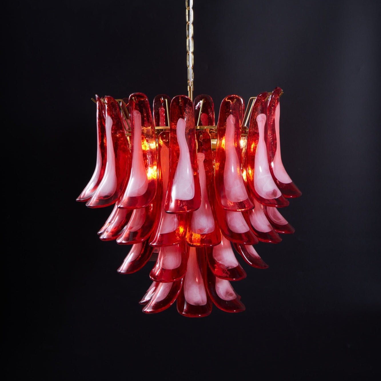 Aurora Chandelier Red Petal Glass Layered Artistic - Letslighting
