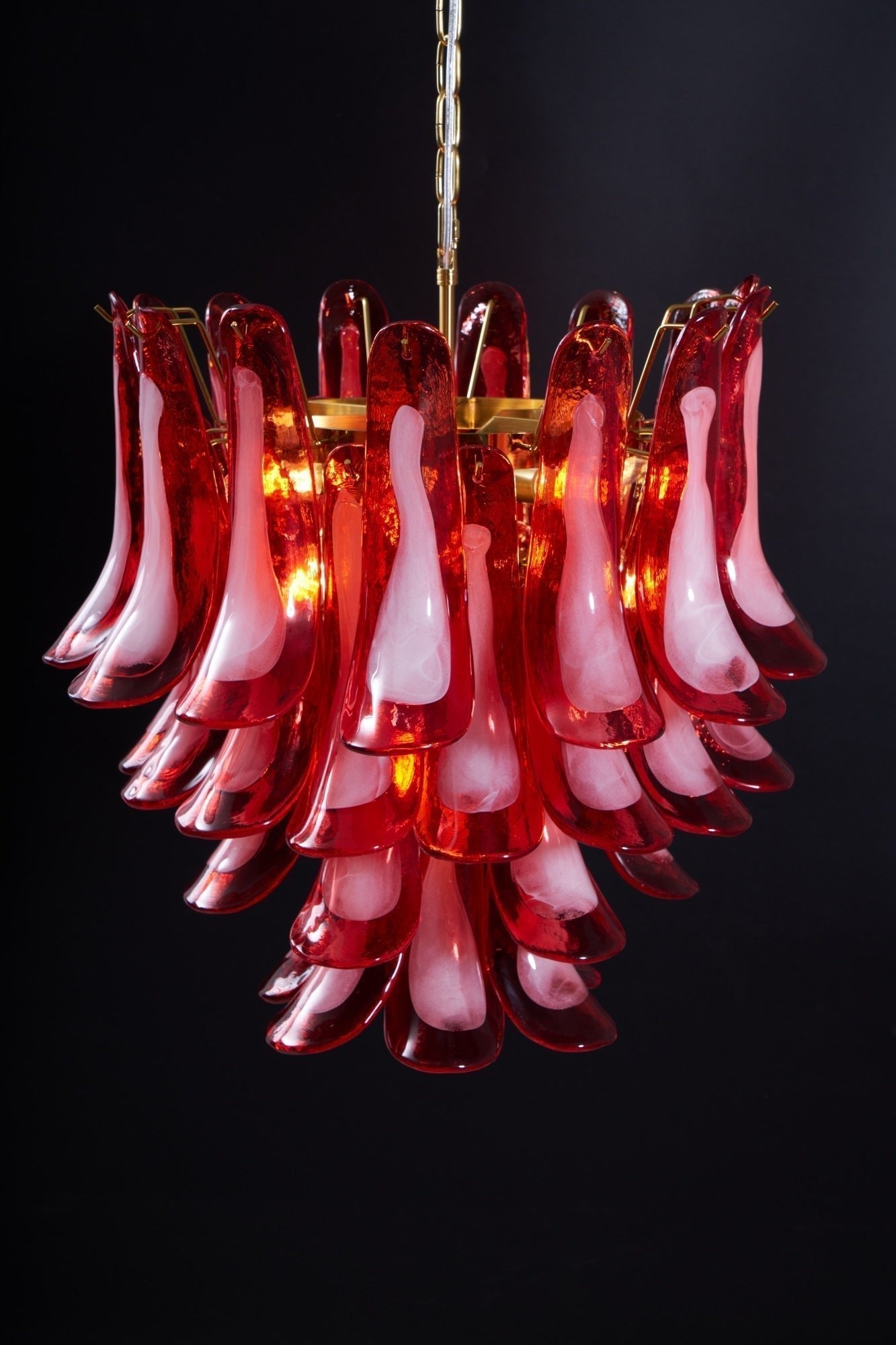 Aurora Chandelier Red Petal Glass Layered Artistic - Letslighting