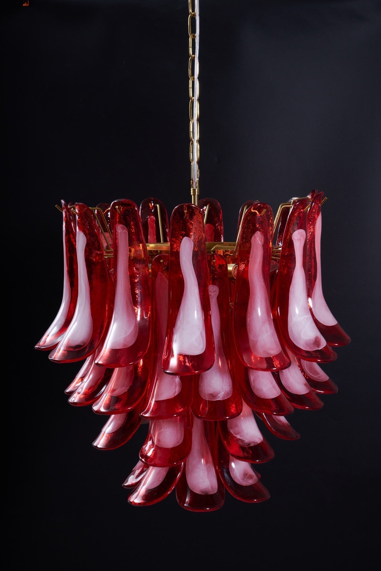 Aurora Chandelier Red Petal Glass Layered Artistic - Letslighting