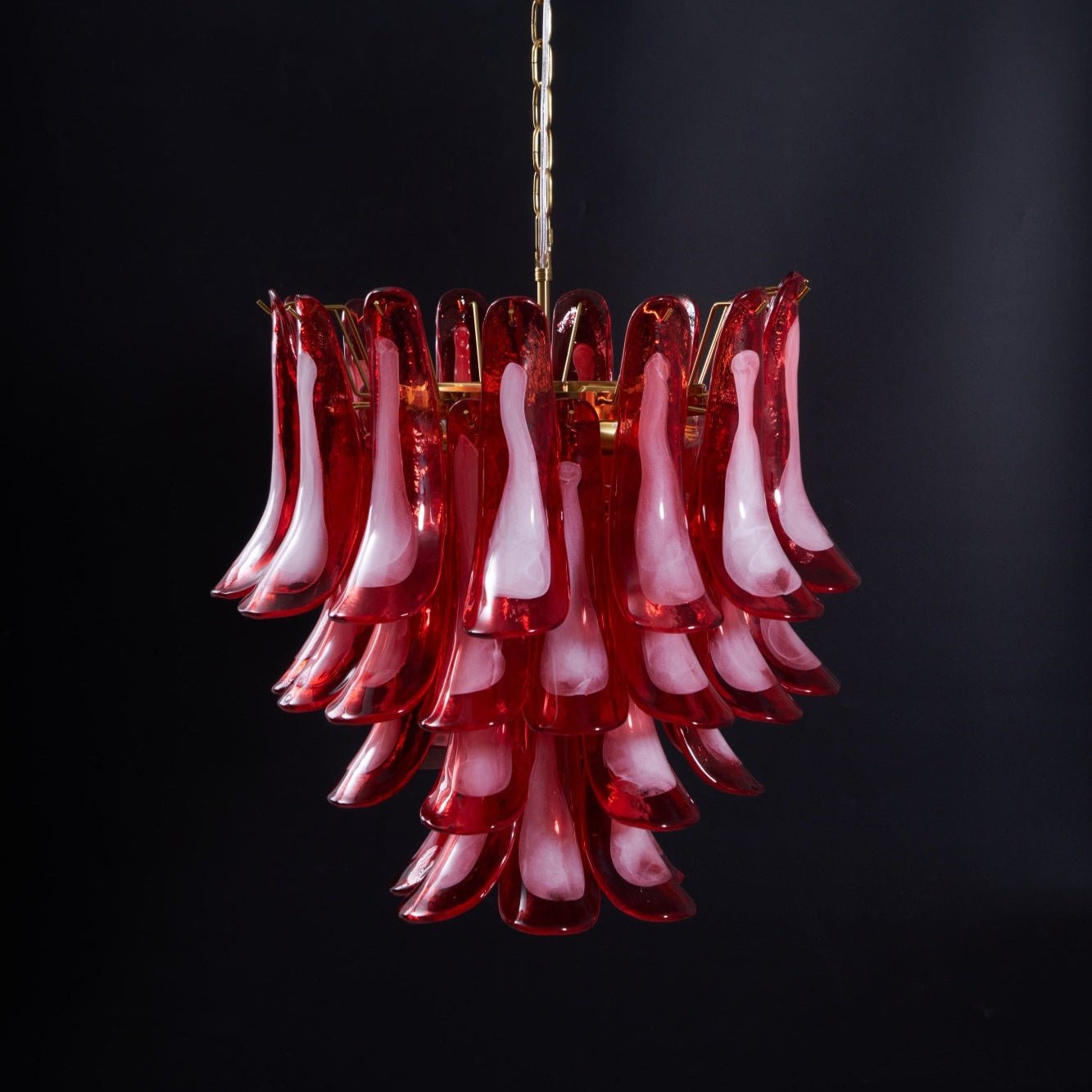 Aurora Chandelier Red Petal Glass Layered Artistic - Letslighting