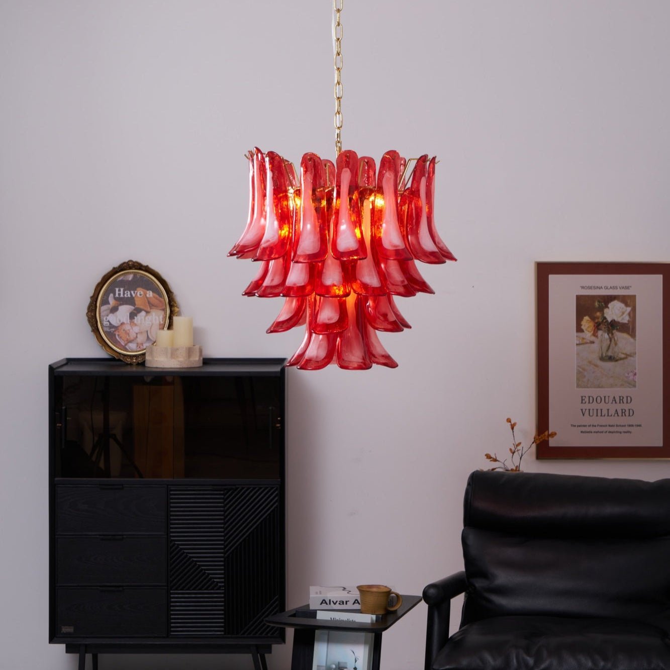 Aurora Chandelier Red Petal Glass Layered Artistic - Letslighting