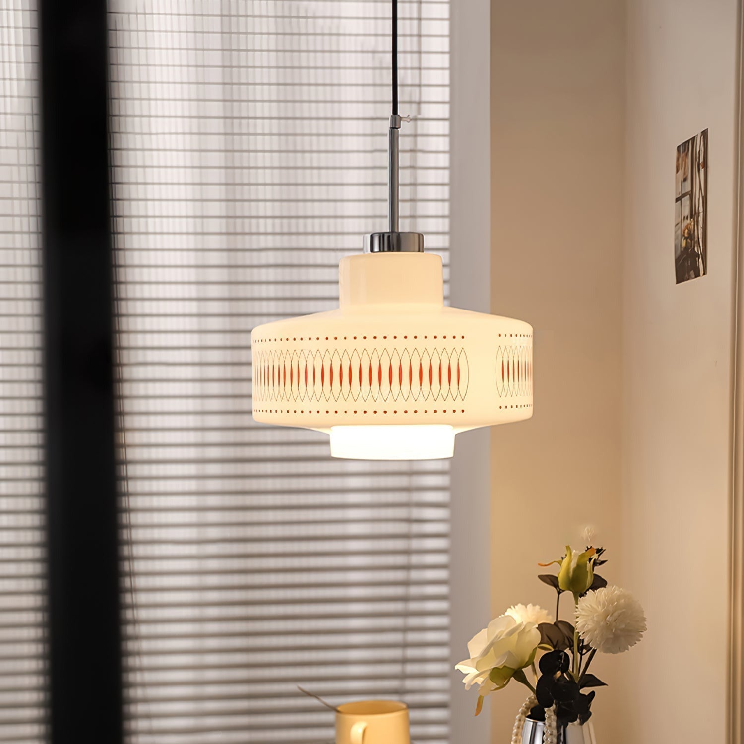 Roko Suspension Mid Century Vintage Blanc et Orange