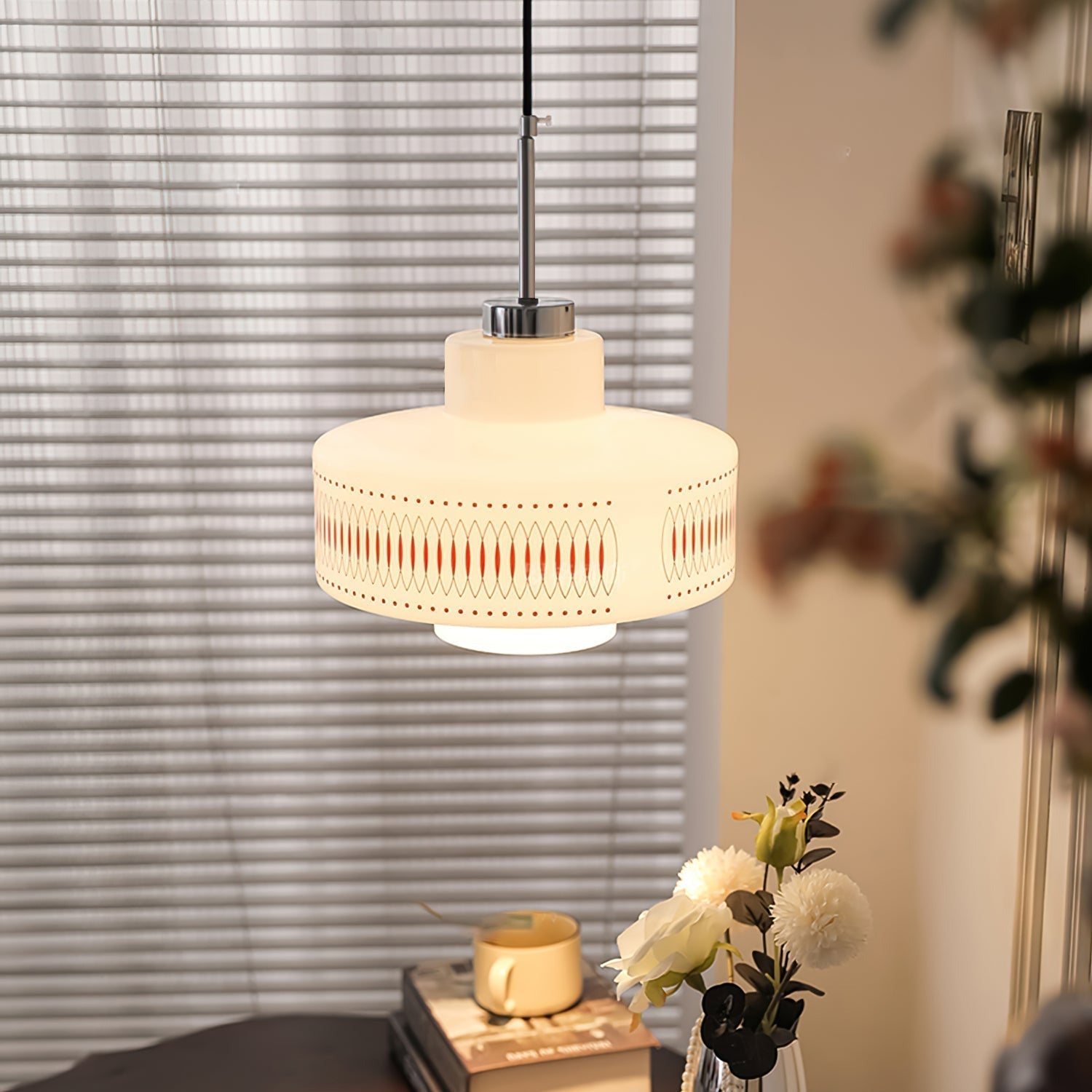 Roko Suspension Mid Century Vintage Blanc et Orange