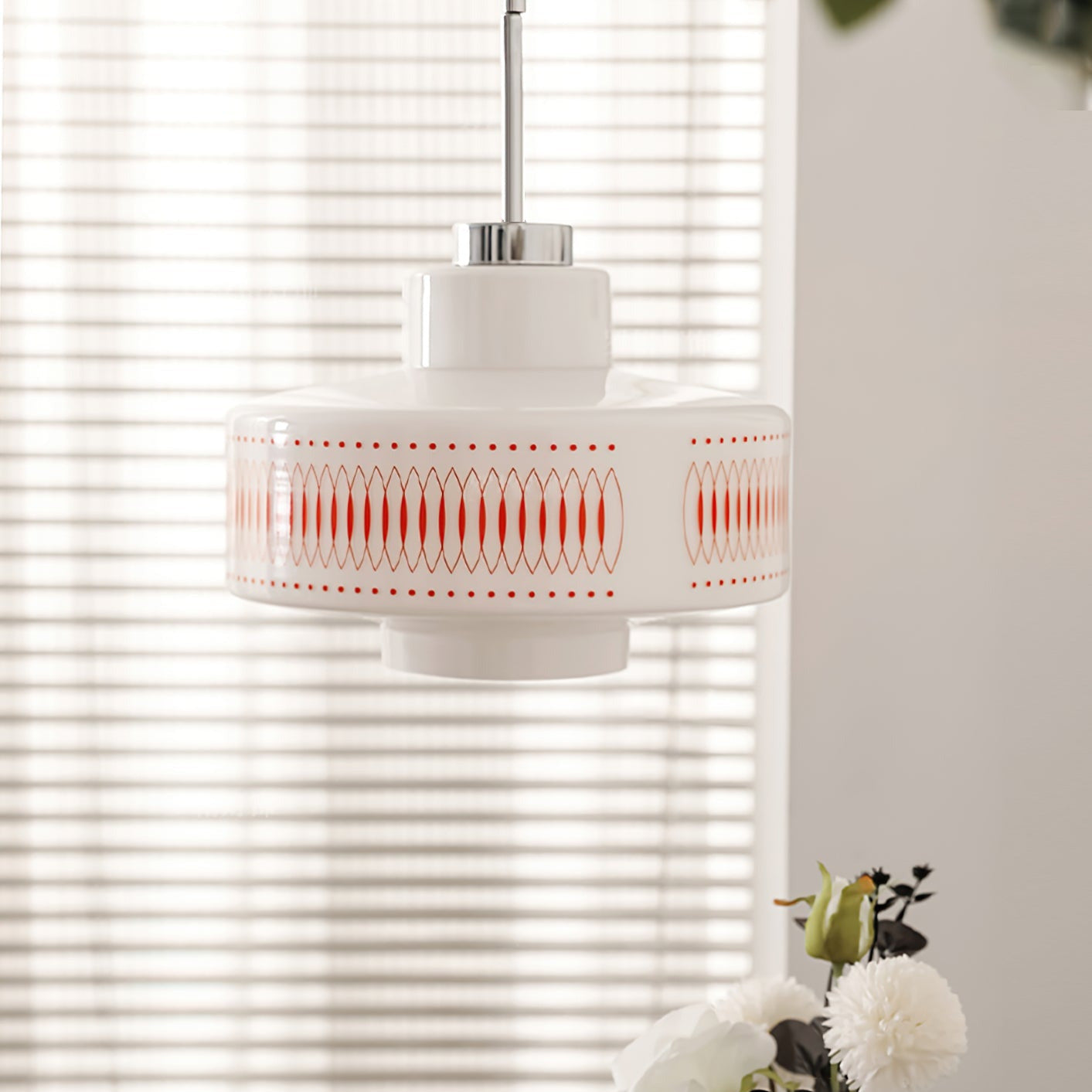 Roko Suspension Mid Century Vintage Blanc et Orange